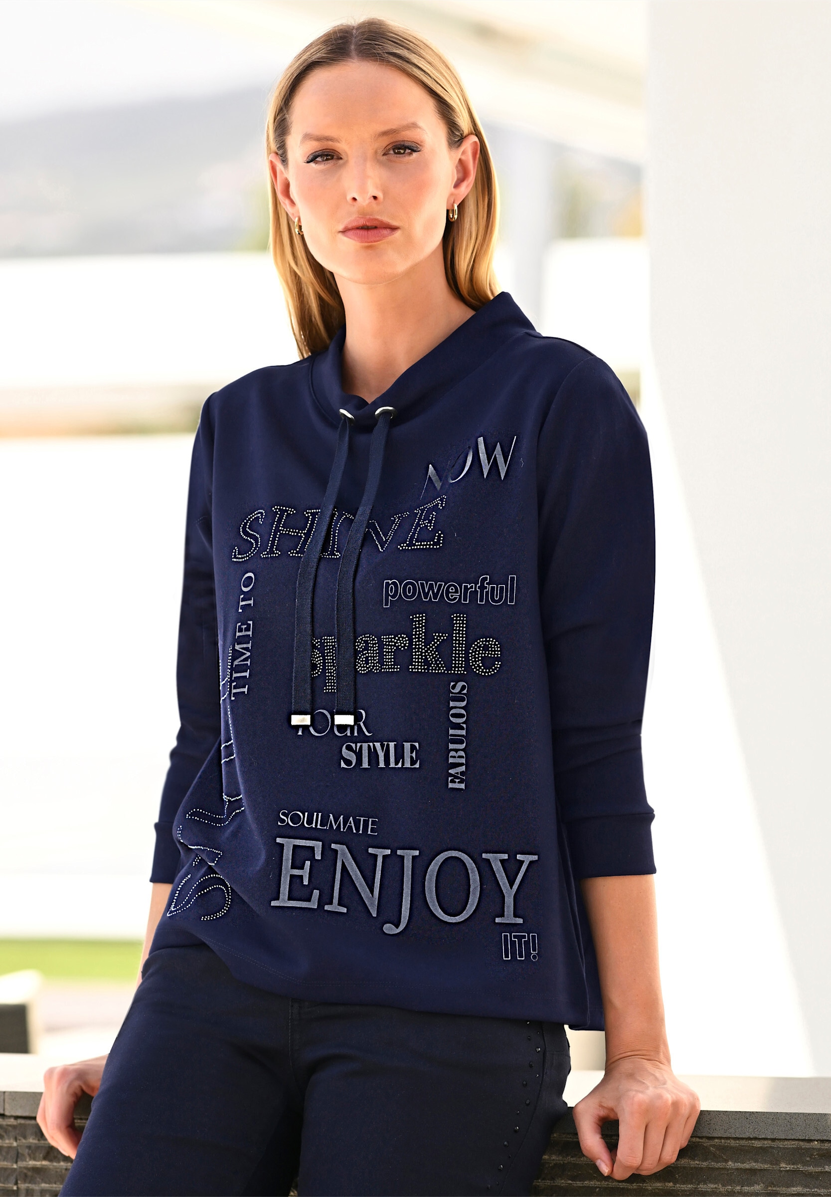 heine Sweatshirt »Sweatshirt Sweatshirt mit Stehkragen, halsfern«
