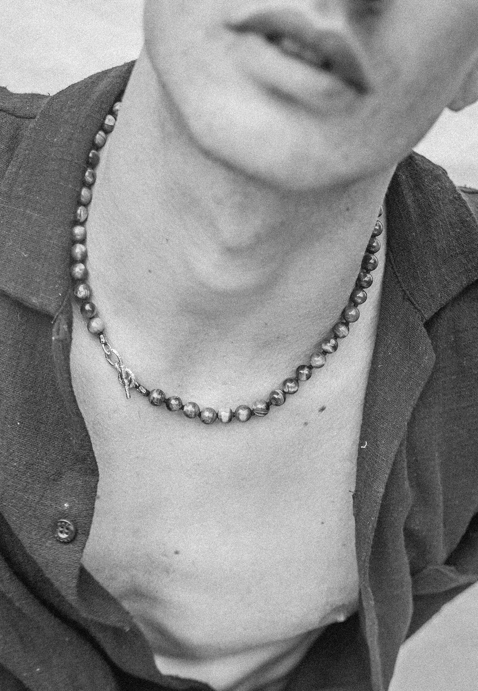 HAZE & GLORY Silberkette »Halskette Tigerauge Perlenkette T-Bone Verschluß 925 Silber«