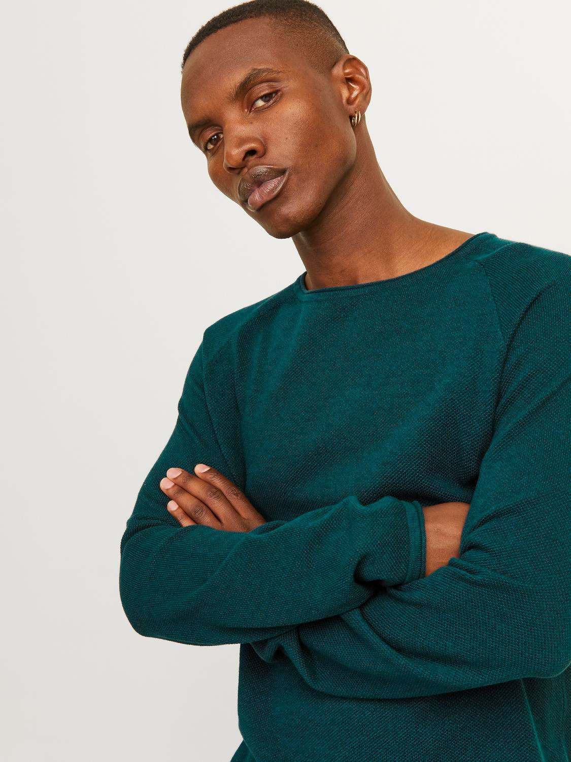 Jack & Jones Rundhalspullover »JJEHILL KNIT CREW NECK NOOS«, aus Strukturstrick
