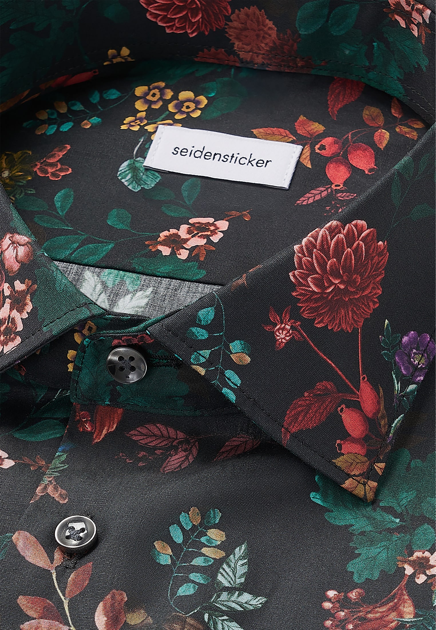 seidensticker Businesshemd »Schwarze Rose«, Shaped 1/1 Kentkragen Druck