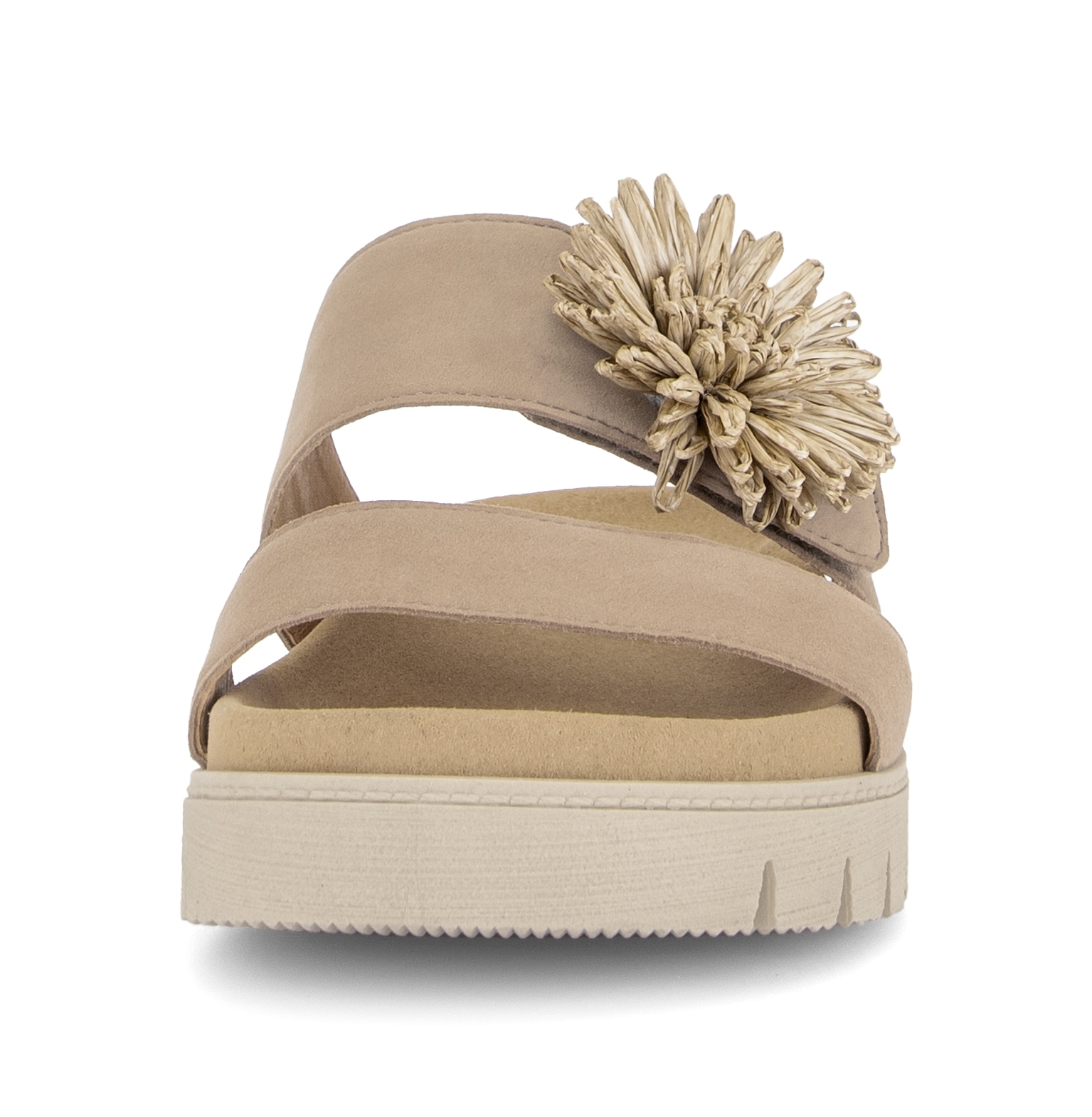 Gabor Pantolette  Plateau, Sommerschuh, Schlupfschuh mit Bast-Zierblüte