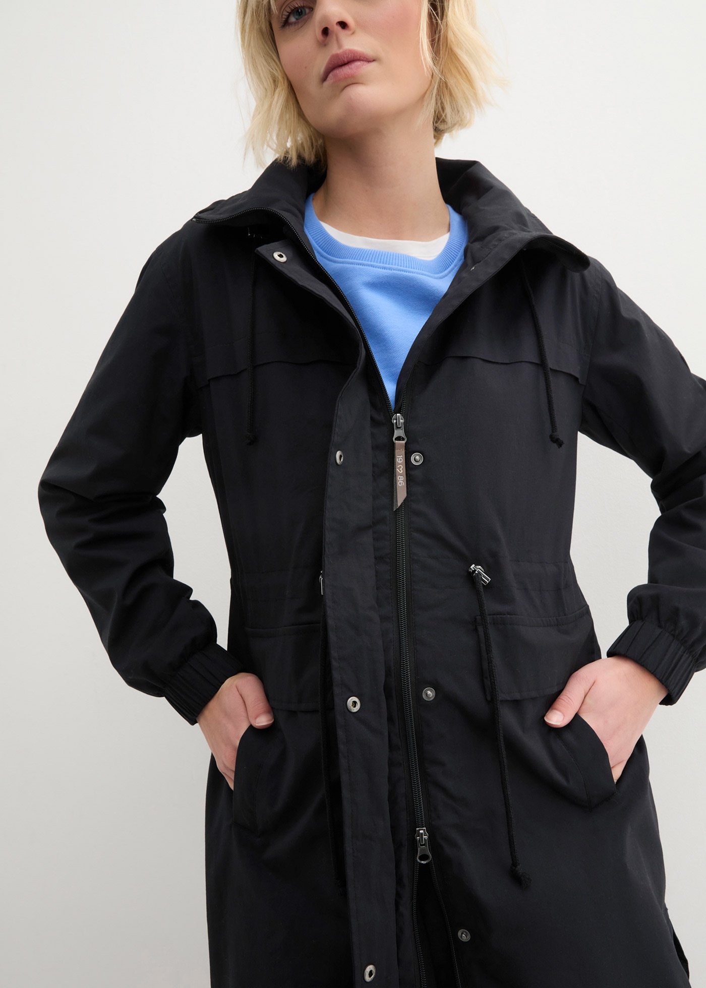 bonprix Langjacke in Trench-Optik, mit Kapuze und vielen tollen Details