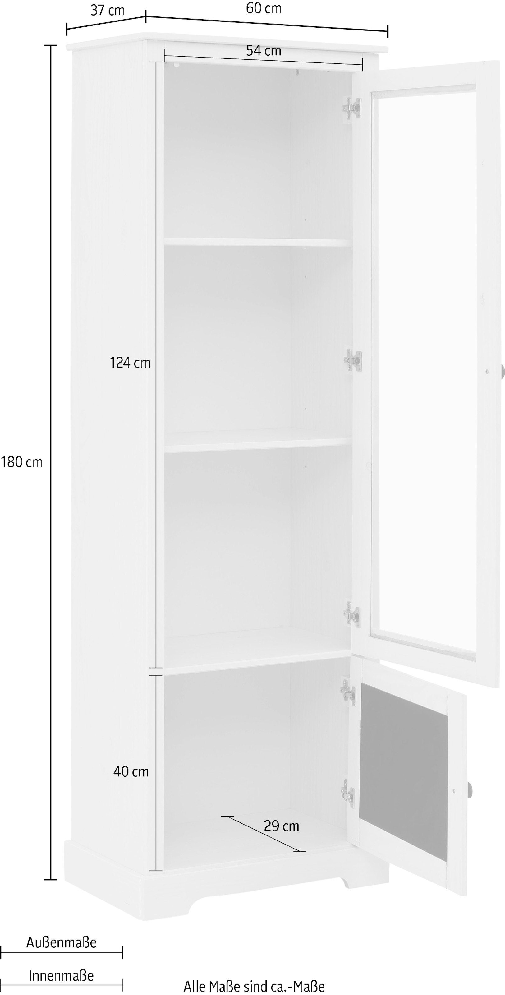Home affaire Vitrine »Linda«, aus massivem Kiefernholz, mit schönen Metallgriffen