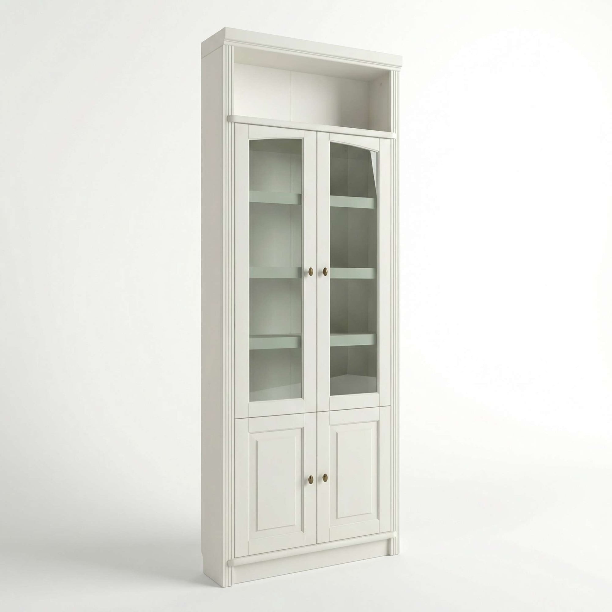 OTTO home Vitrine »Soeren Regal mit 2 Glastüren und 2 Holztüren, B/TH: 80/29/220 cm« Kiefer FSC®-zertifiziert, 1 offenes Fach, 6 Fächer hinter den Türen
