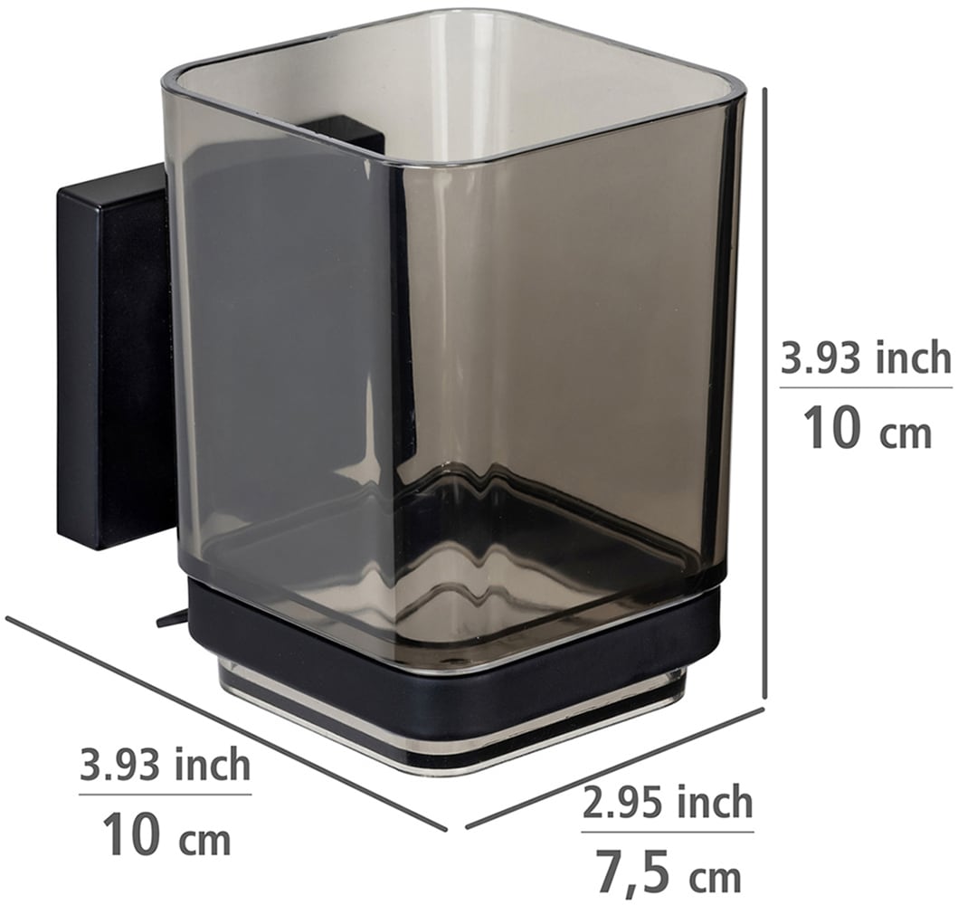 WENKO Zahnputzbecher »Vacuum-Loc® Modell Quadro«, mit Wandhalterung ohne Bohren, Edelstahl und Kunststoff