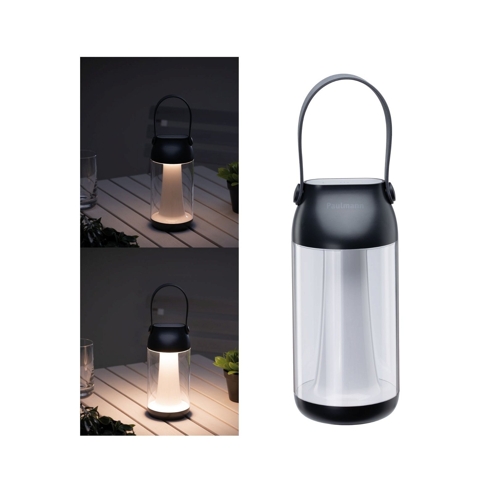Paulmann LED Außen-Tischleuchte »Akkuleuchte Cupulino IP44 3000K Transparent, Anthrazit«, 1 flammig, dimmbar