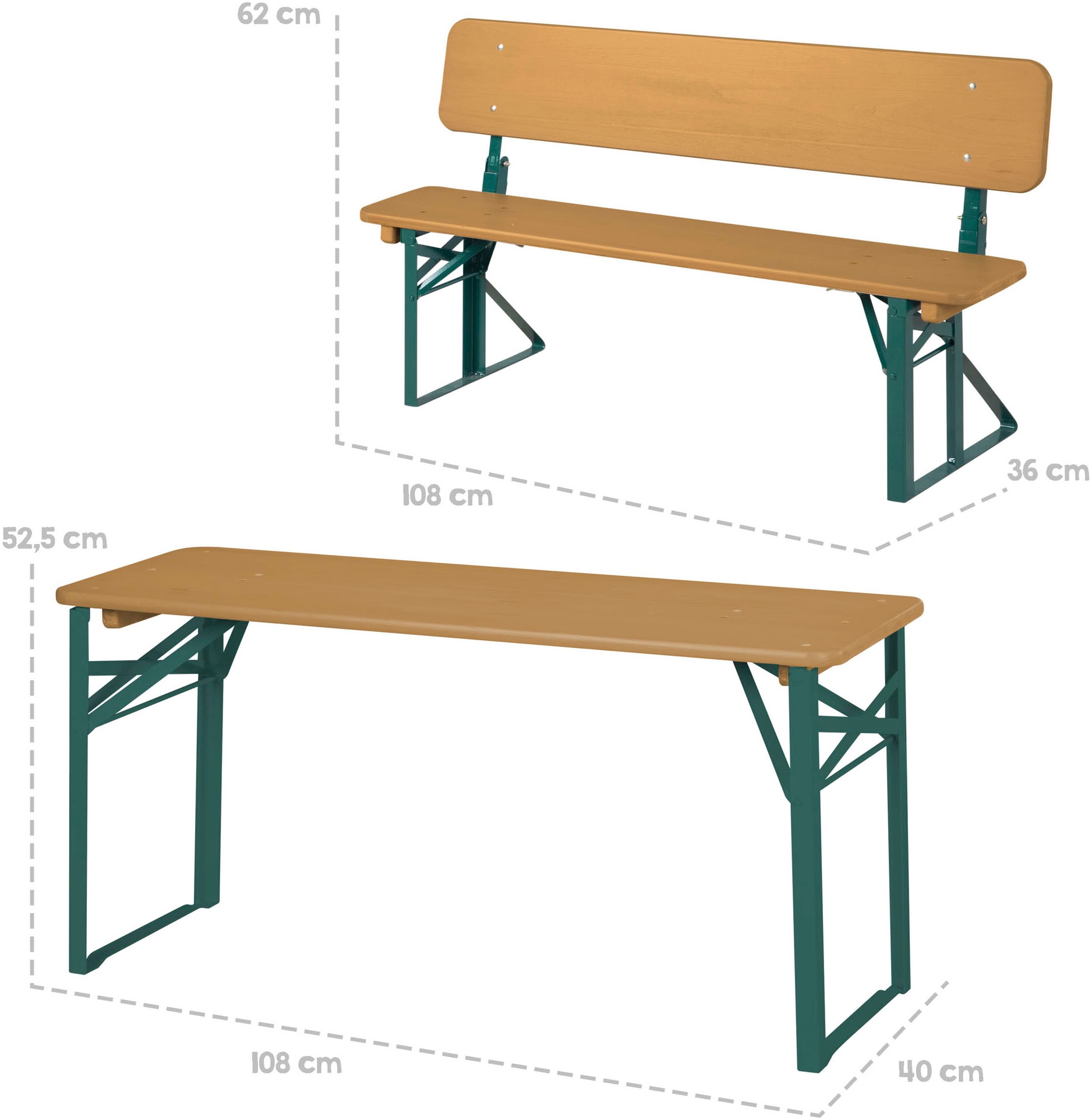 roba® Kindersitzgruppe »Outdoor Party-Garnitur für Kinder, natur/grün, aus Holz«, (3 tlg.), mit Lehne; FSC® - schützt Wald - weltweit
