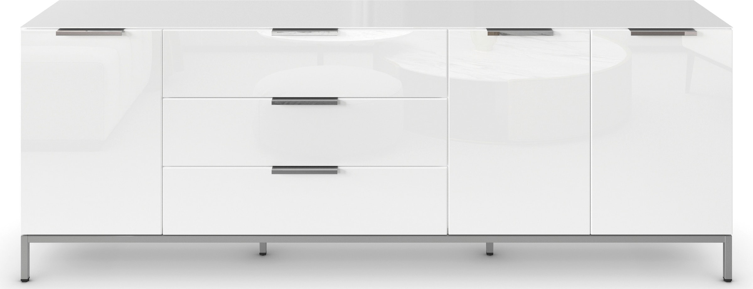 rauch Kombikommode »Kommode Türkommode Sideboard Kombikommode FLIPP mit Glasfront« Breite 200 cm mit 2 Einlegeböden,  3-türig, 3 Schubladen, Soft-Close-Funktion, Oberboden und Front Glas