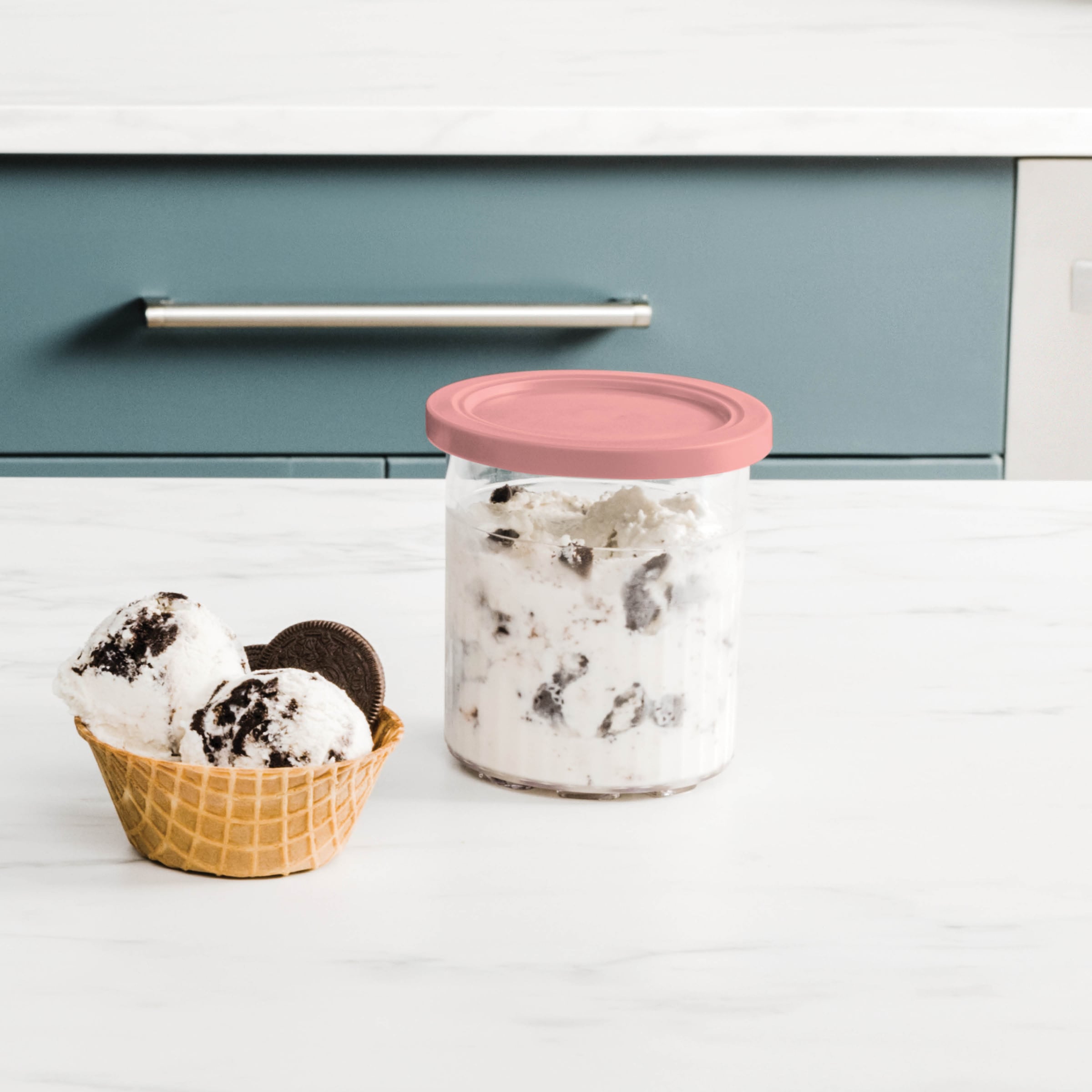 NINJA Eisbereiteraufsatz »Dessert-Behälter mit Deckel, transparent, Deckel (gelb,rosa)« Zubehör für NC501EU