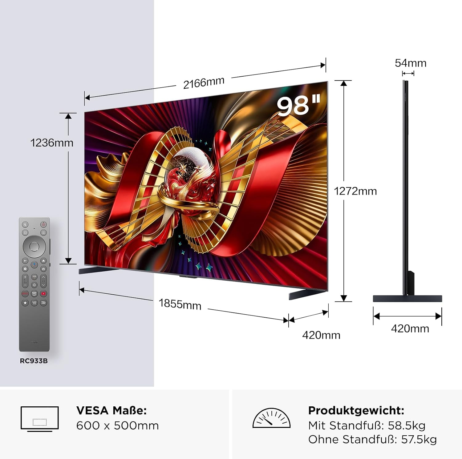 TCL Mini-LED-Fernseher »75C8LX1« 189 cm/75 ″ SQD-Mini LED, HDR 6000 Nits, 100%BT.2020, 144Hz, AiPQ Pro,Dolby Vision