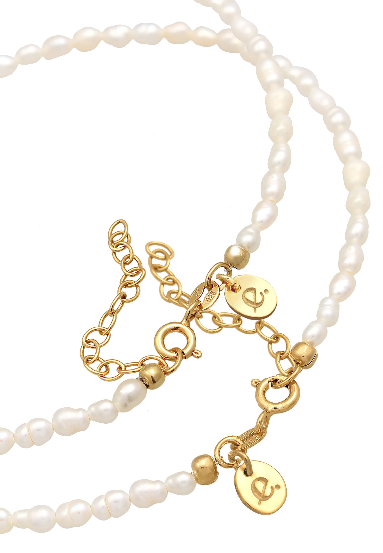 Elli Premium Ohrring und Ketten Set »Schmuckset Perlen Kunststoff 925 Sterling Silber vergoldet« ()