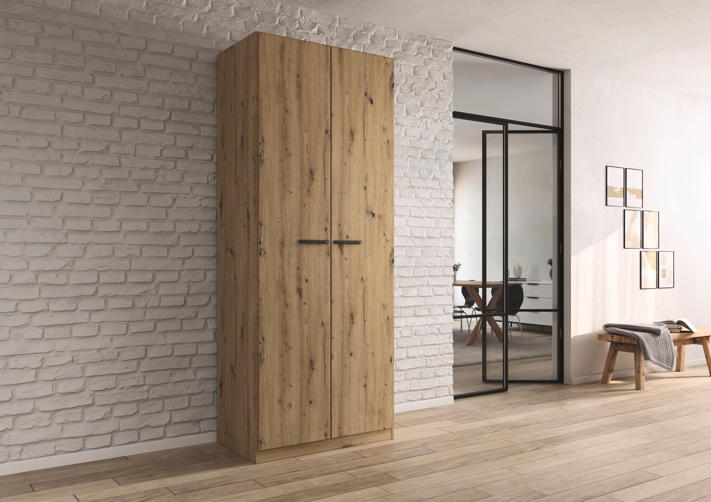 rauch Drehtürenschrank »Kleiderschrank Schrank Garderobe TOPSELLER OTELI inkl. Inneneinteilung«, (erhältlich in Breiten 91-360 cm, ab Breite 136cm inkl. Innenschubladen), mit zusätzlichen Einlegeböden, optional mit Spiegel MADE IN GERMANY