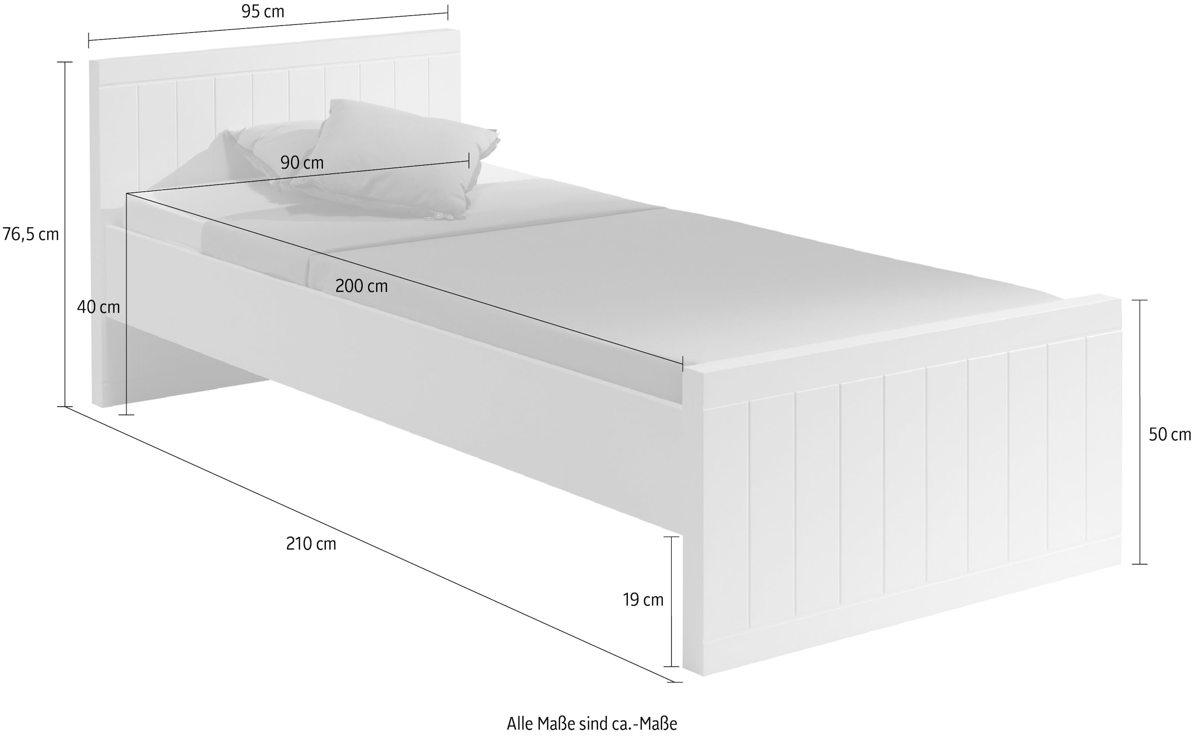 Vipack Einzelbett, Modernes Einzelbett mit 90 x 200 cm Liegefläche, Weiß  lackiert auf Raten kaufen