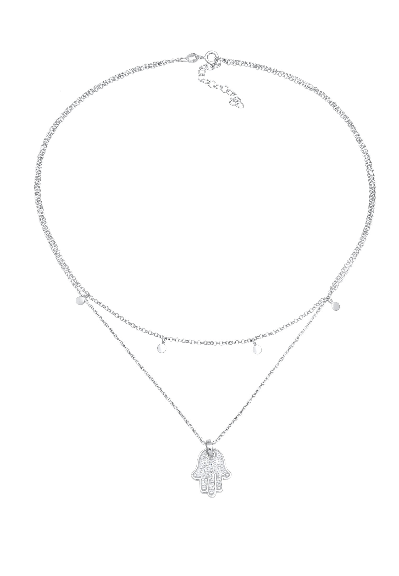 Elli Choker »Halskette Choker Plättchen Fatimas Hand Zirkonia 925 Silber«