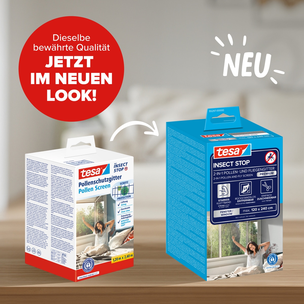 tesa Fliegengitter-Gewebe »Pollenschutzgitter 2-in-1 Pollenschutz und Fliegengitter« Packung, Fliegennetz, Klettband, 1 Stk. tlg. ohne Bohren - 120x240 cm