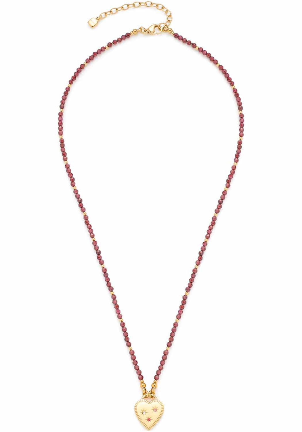 LEONARDO Kette mit Anhänger »Halskette Herz, Anka, 023228«, mit Granat, Kristallglas