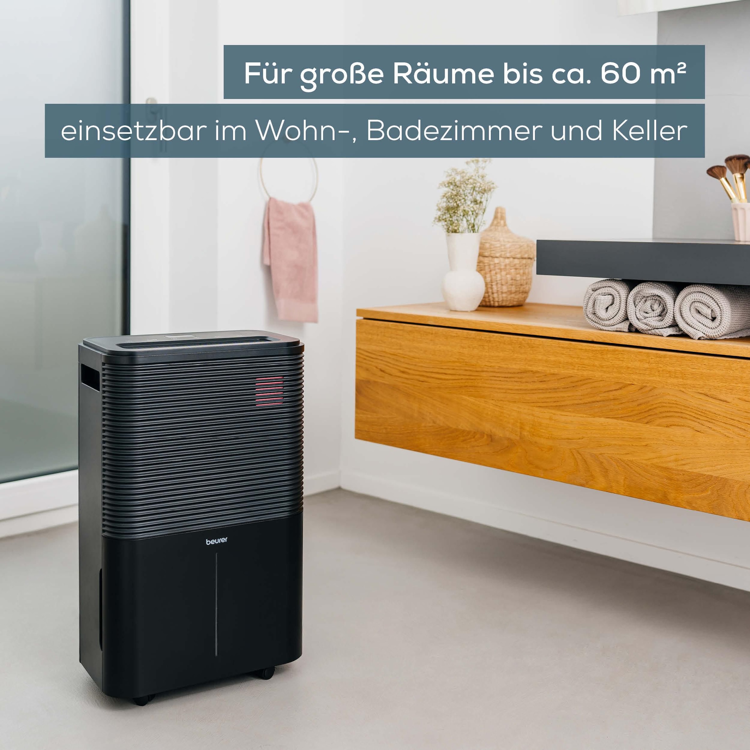 BEURER Luftentfeuchter »LE 250, Entfeuchtung bis zu 20 Liter pro Tag, mit 4 l Wassertank« Entfeuchtung 20 l/Tag Tank 4 l Für große Räume bis 60m² geeignet, zwei Lüfterstufen, Timerfunktion