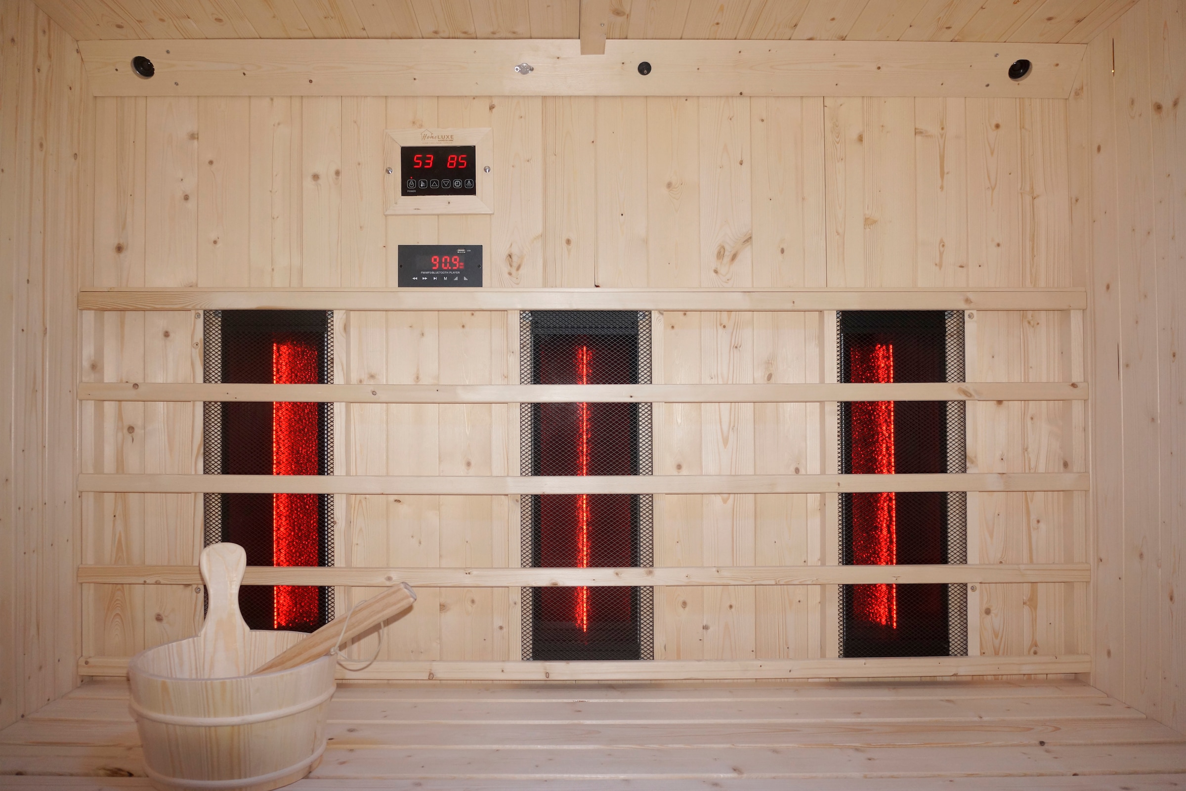Sanotechnik Sauna »»LAHTI« Außensauna mit Infrarotkabine« geeignet für 6 Personen, Fichetnholz