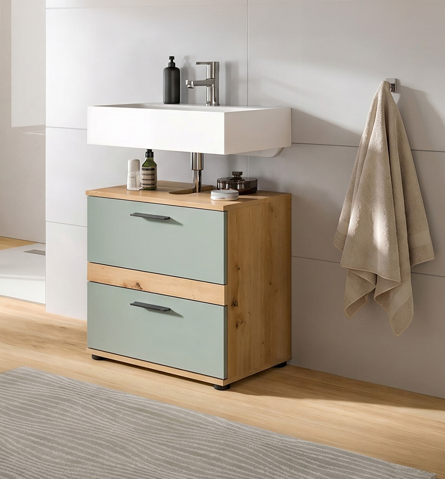 welltime Waschbeckenunterschrank »LUCCA, Breite 60 cm, 2 Schubkästen, hochwertige MDF Front«