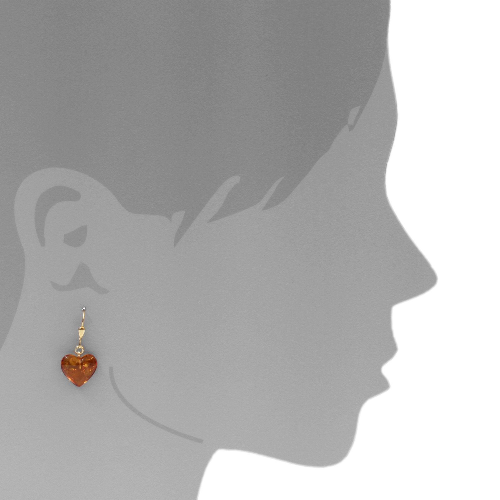 OSTSEE-SCHMUCK Paar Ohrhänger »- Herz 14 mm - Gold 333/000 - Bernstein«