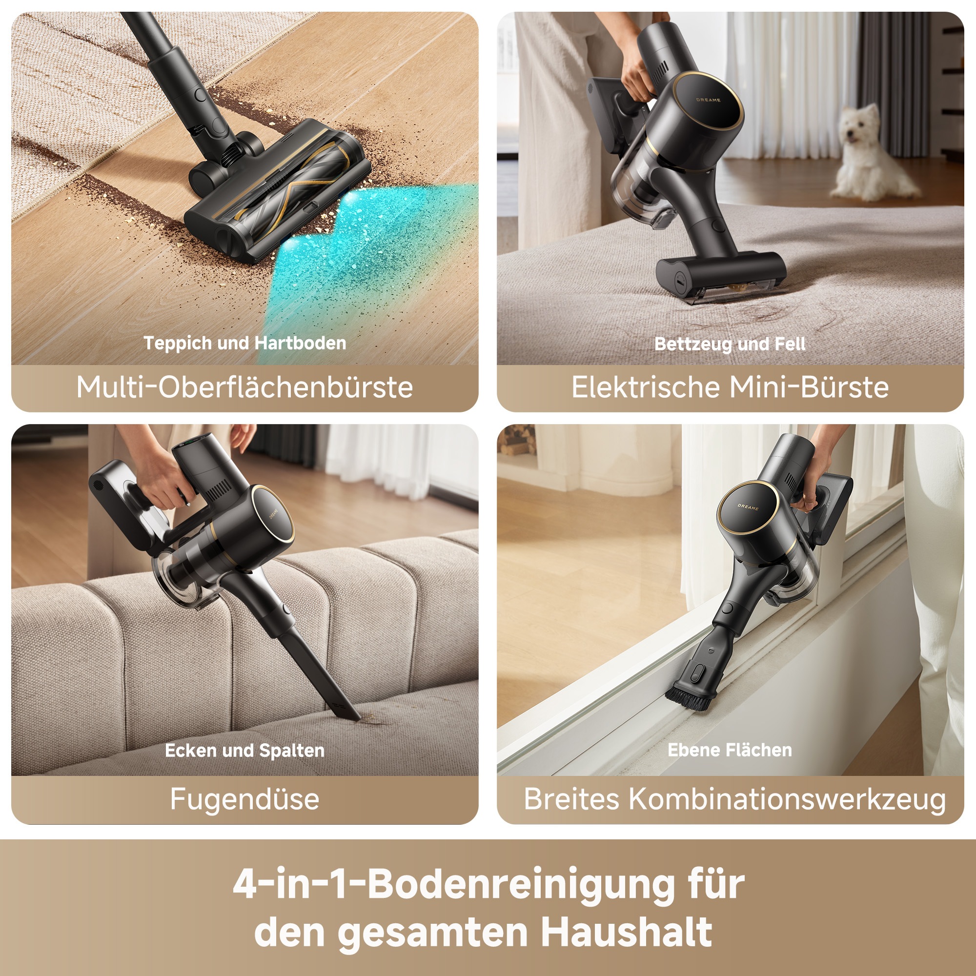 Dreame Akku-Stielstaubsauger »R20 SE« 150 AW, beleuchtete Multibürste, HEPA-Filter