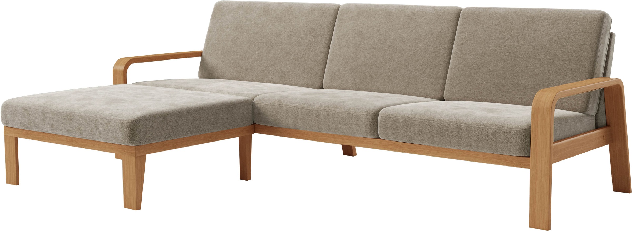 sit&more Ecksofa »Kolding L-Form«, Armlehnen aus eichefarbigem Buchenholz, verschiedene Bezüge und Farben