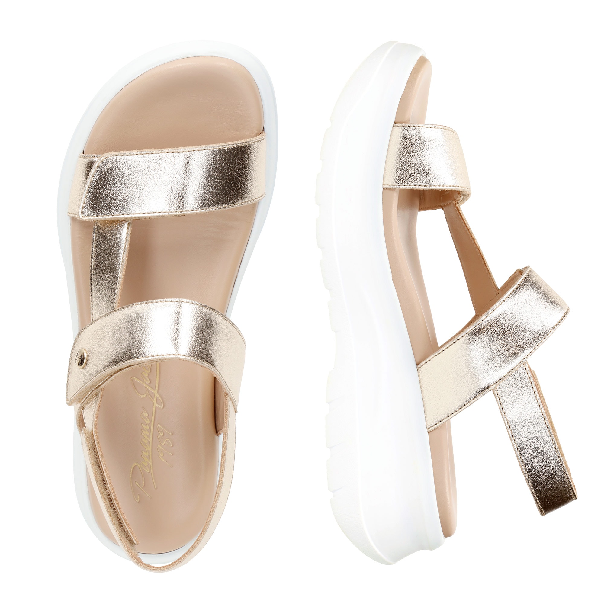 Panama Jack Plateausandale »Noor Shine«, Sommerschuh, Klettschuh, Sandalette mit heller Laufsohle