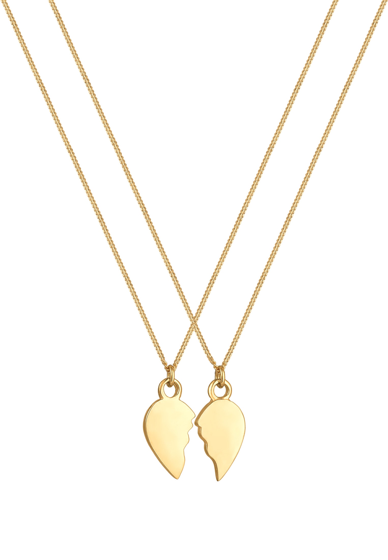 Elli Ketten-Set »Halskette Herz gebrochen Freundin Partner 2er Set 925 Silber«