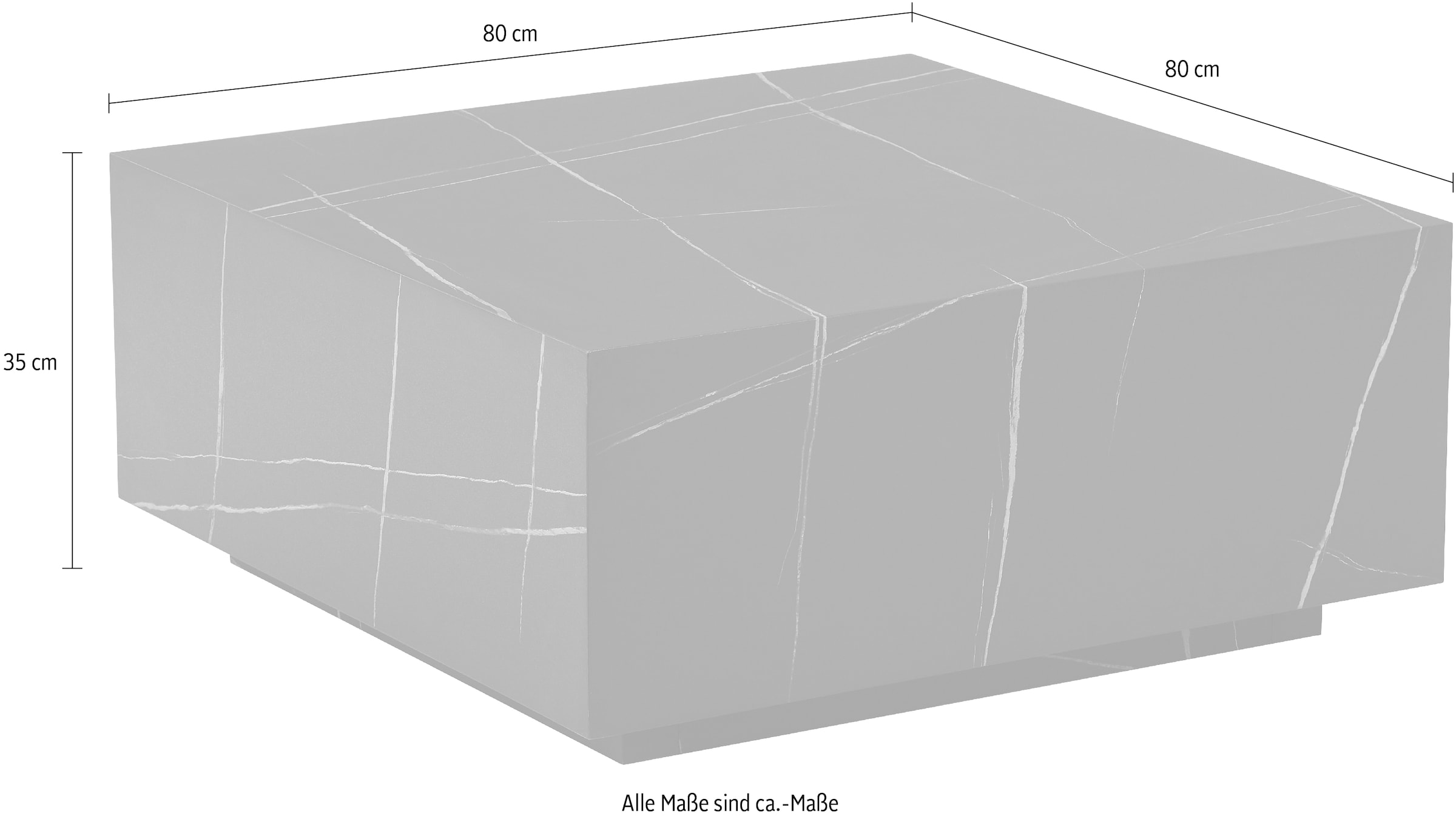 HELA Couchtisch »CUBE II«, Travertin-Optik oder Marmor-Optik, 80 x 80 cm breit