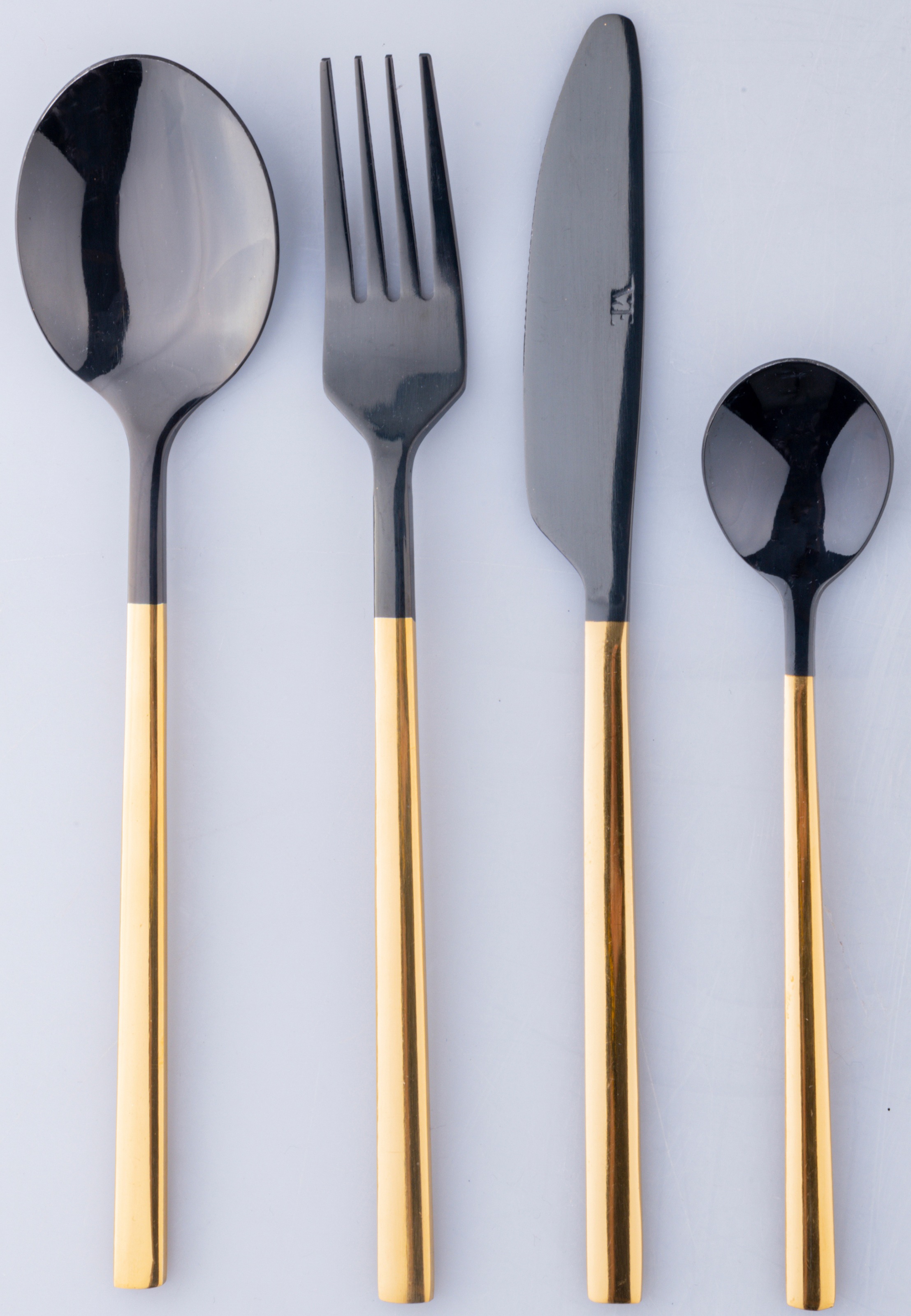 Villa d'Este Besteck-Set »Stylo Duo poliert black«, (Set, 24 tlg.), Essbesteck-Set, poliert