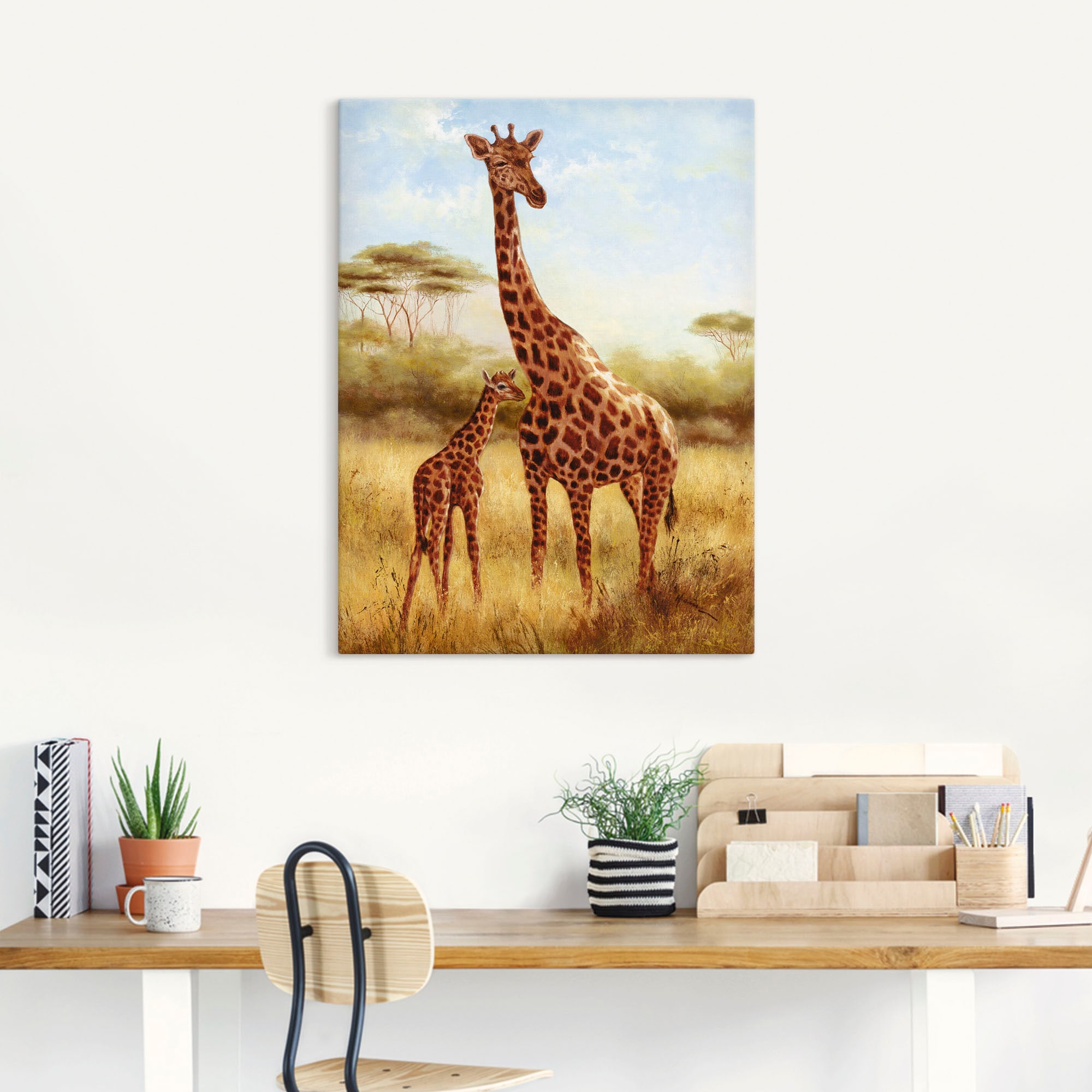 Artland Leinwandbild »Giraffe« Wildtiere 1 Stk. tlg. auf Holzrahmen gespannt