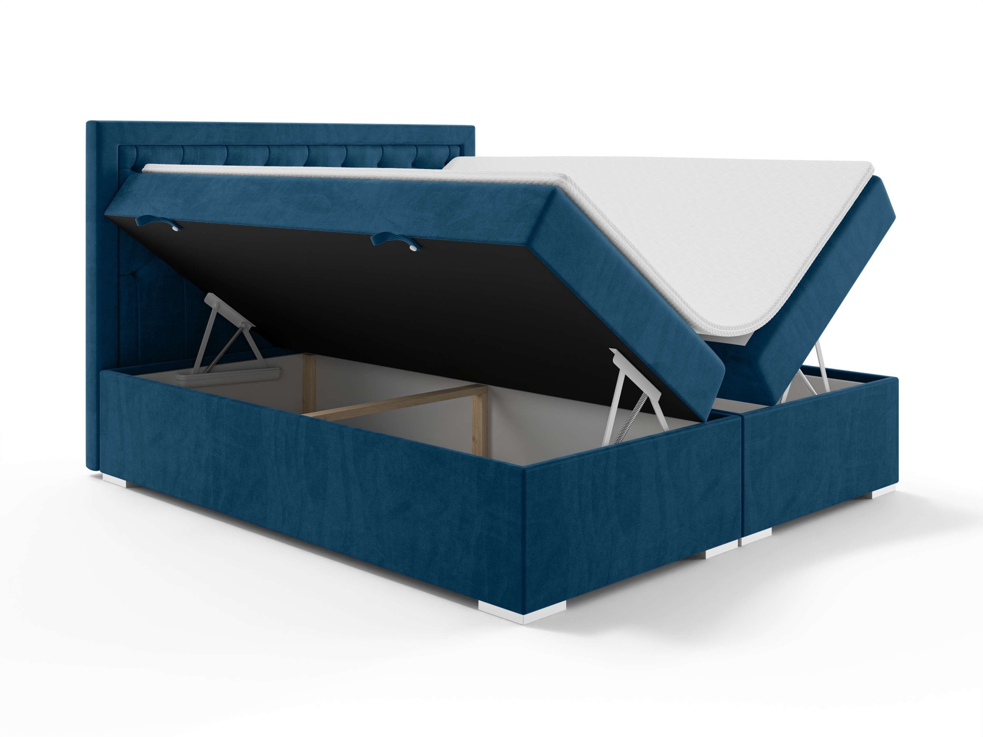 Leonique Polsterbett »SACY mit Matratze und Topper, in 2 Breiten (160 und 180 cm)«, Boxspringbett mit Kopfteil, Bettkasten, Matratze (BFK/TFK) und Topper
