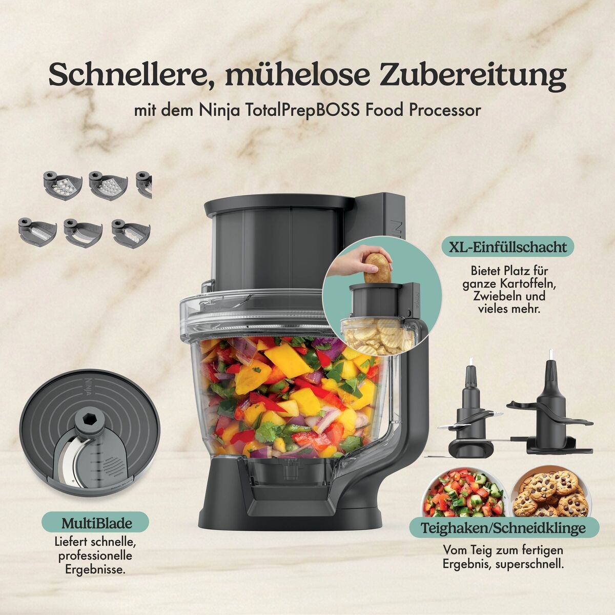 NINJA Standmixer »LB401EUBK Ninja CrushBOSS 3-in-1-Küchensystem« 1200 W mit Food Processor und Becher