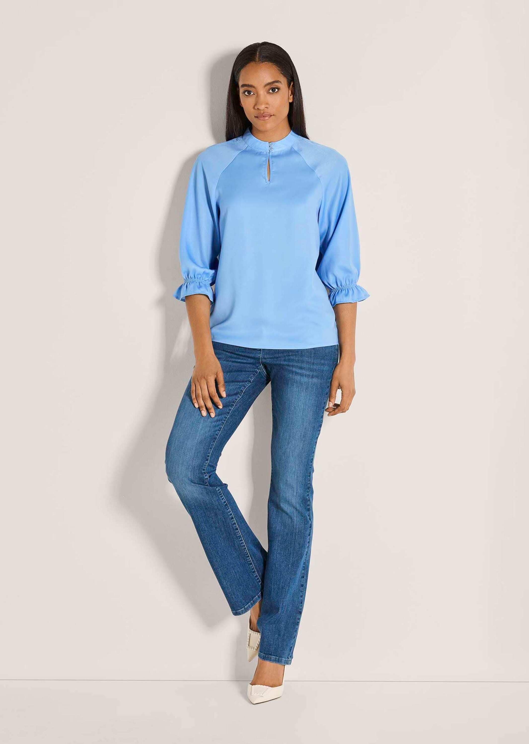 MADELEINE Langarmbluse »Bluse Elegante Damenbluse mit Stehkragen«