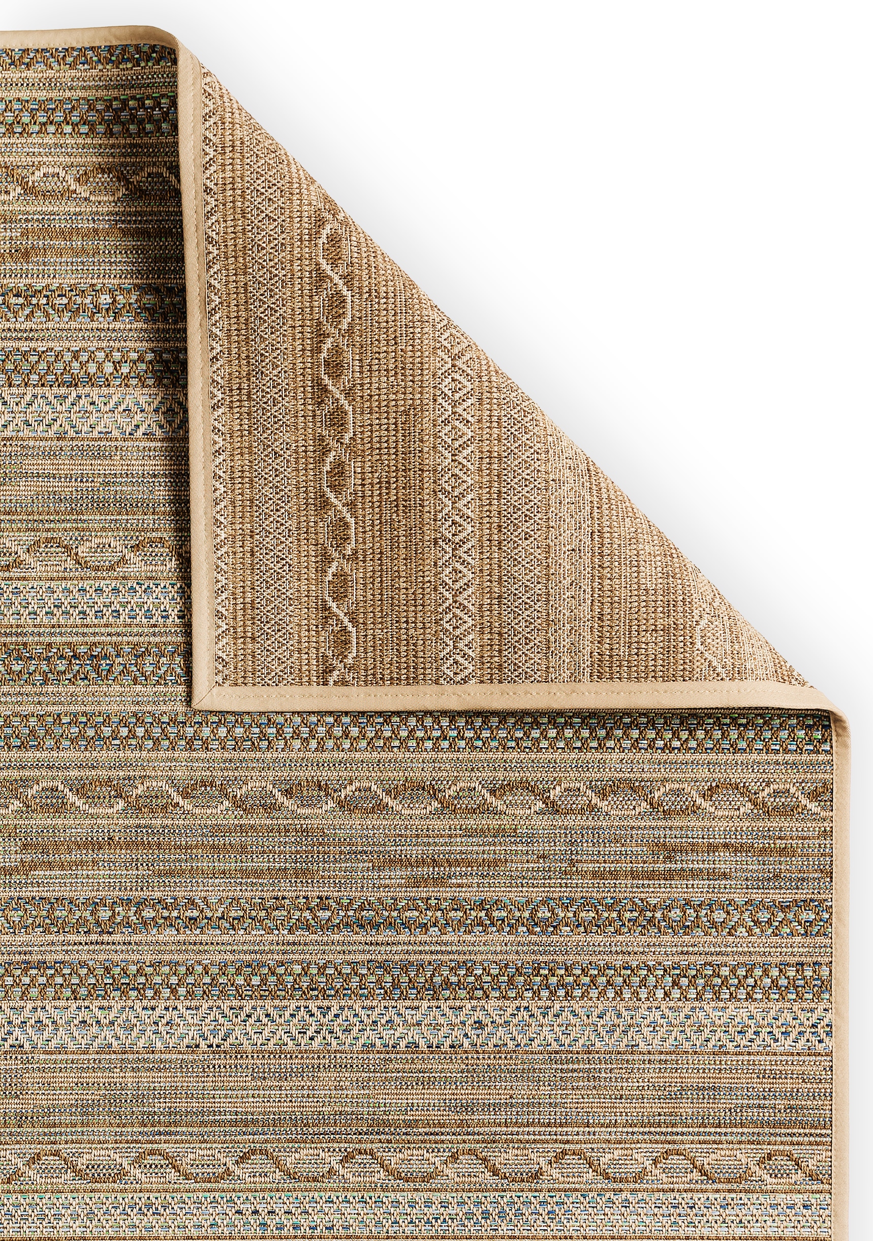 Dekowe Teppich »Joy Barbados beig« rechteckig 10 mm Höhe meliert, gestreift, Rauten, mit Bordüre, In- und Outdoor geeignet