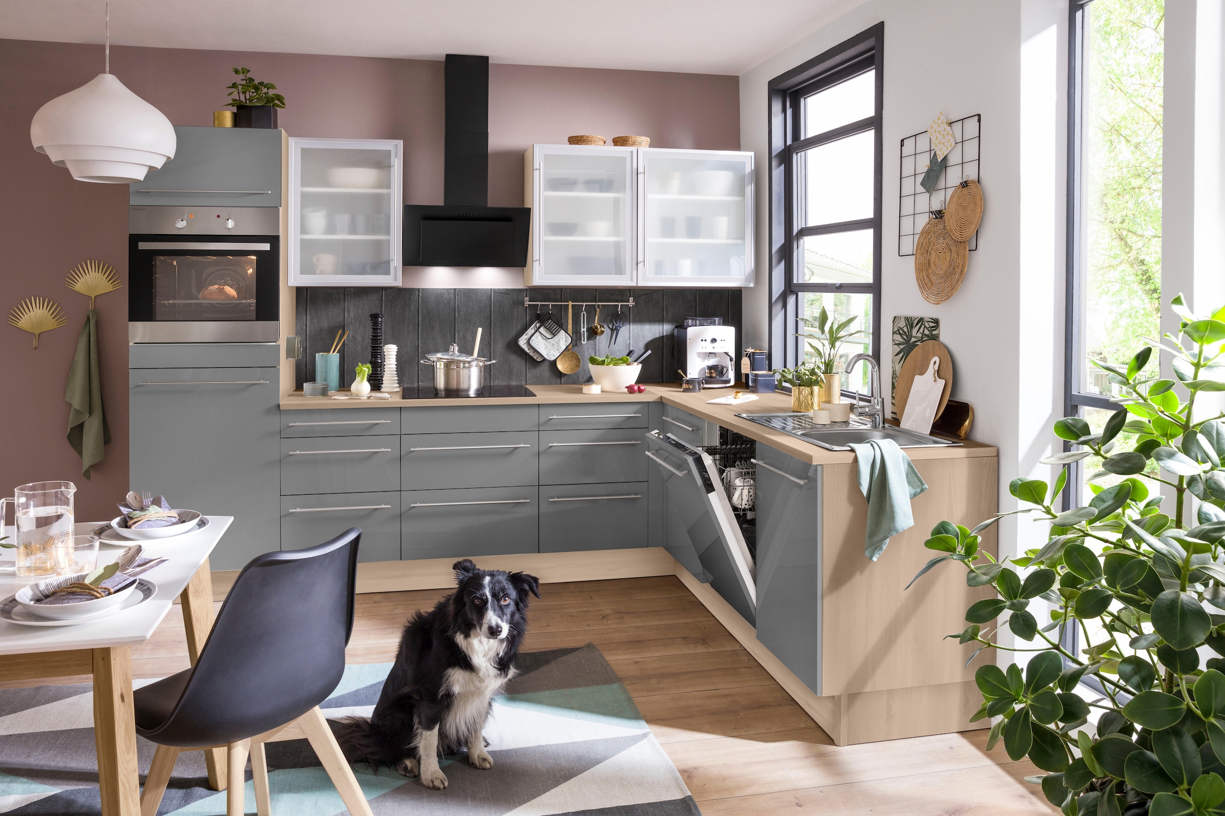 OPTIFIT Winkelküche »Bern«, Stellbreite 285x225 cm, wahlweise mit E-Geräten