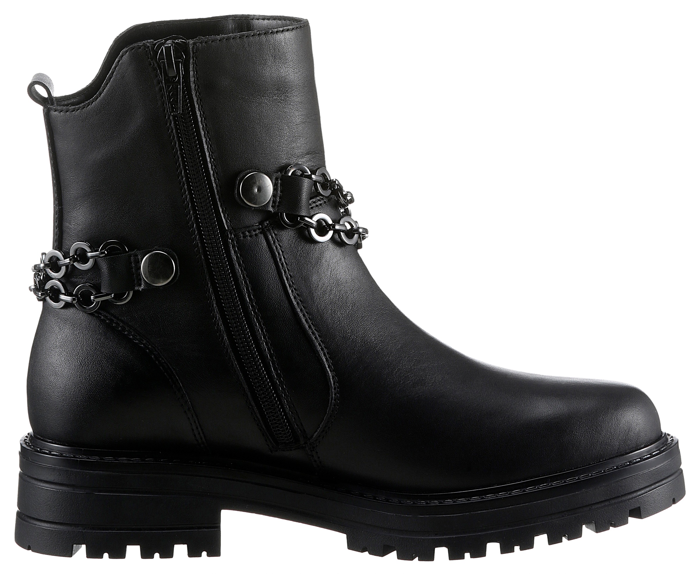 Remonte Stiefelette »Elisabeth Hurley-Collection«, Blockabsatz, Bikerboots, Chunky-Boots mit Innenreißverschluss