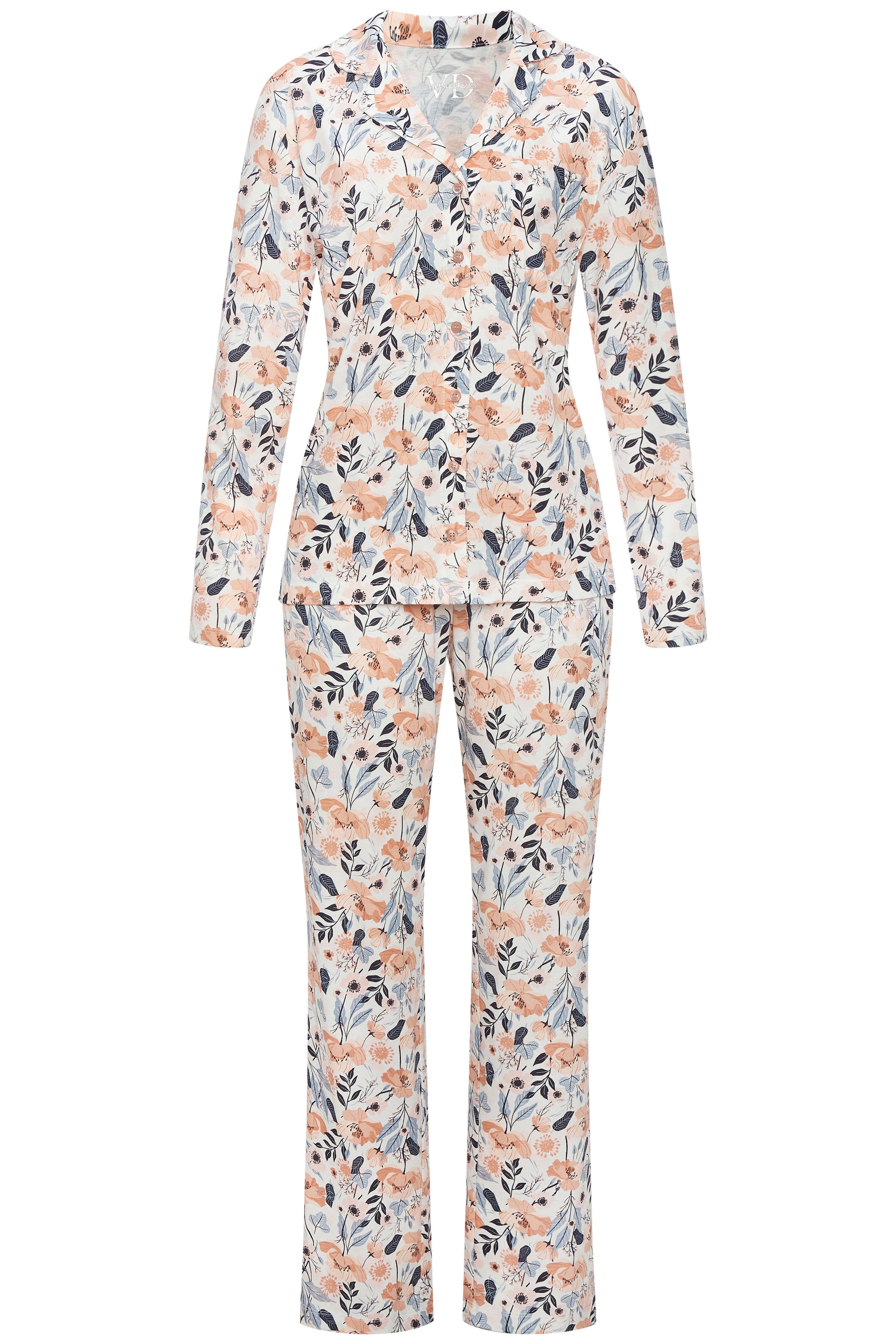 Vivance Dreams Pyjama 2-teilig, 2 tlg. mit durchgehender Knopfleiste