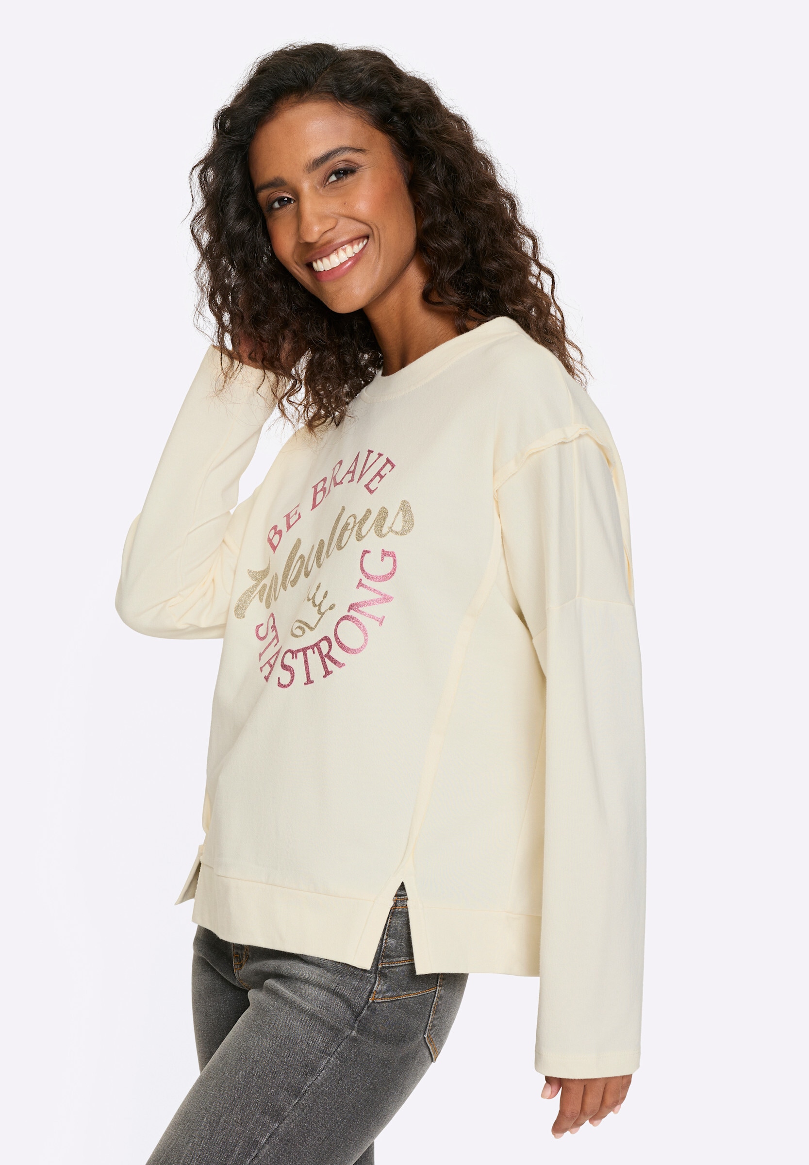 heine Sweatshirt »Sweatshirt Sweatshirt mit glitzerndem Lettering«

