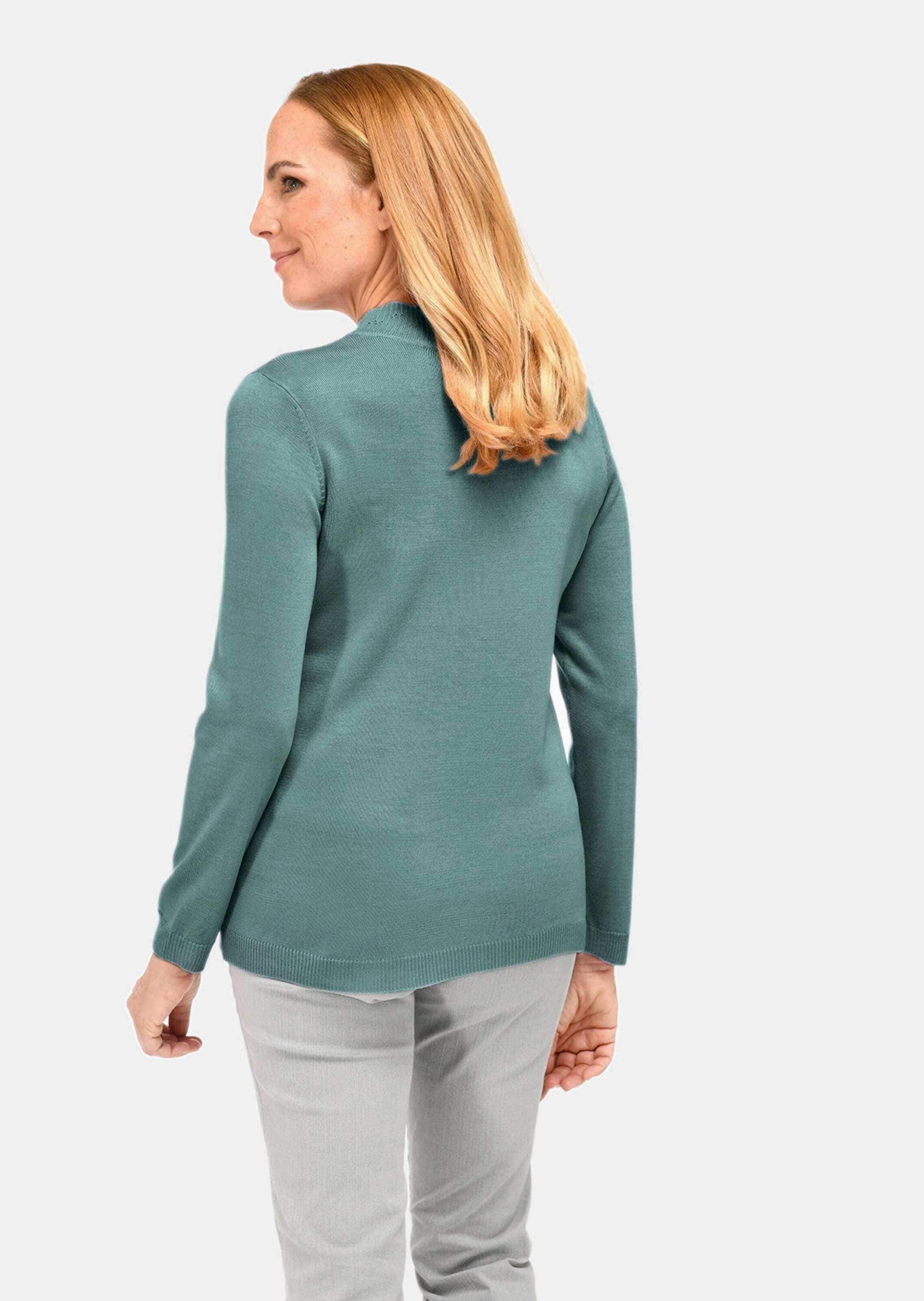 GOLDNER Rundhalspullover »Eleganter Ajourpullover mit Stehbund« aufwendiger Ajourstrick in Zopfoptik
