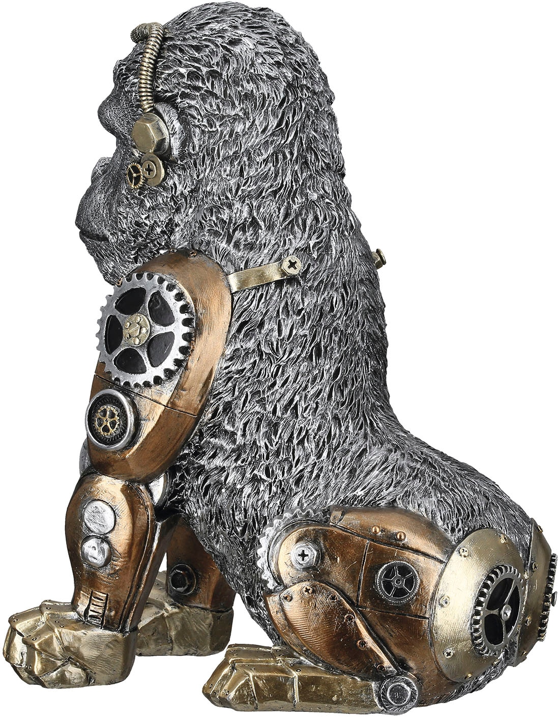 GILDE Dekoobjekt »Figur Gorilla Steampunk Gorilla silberfarben H. 31 cm«