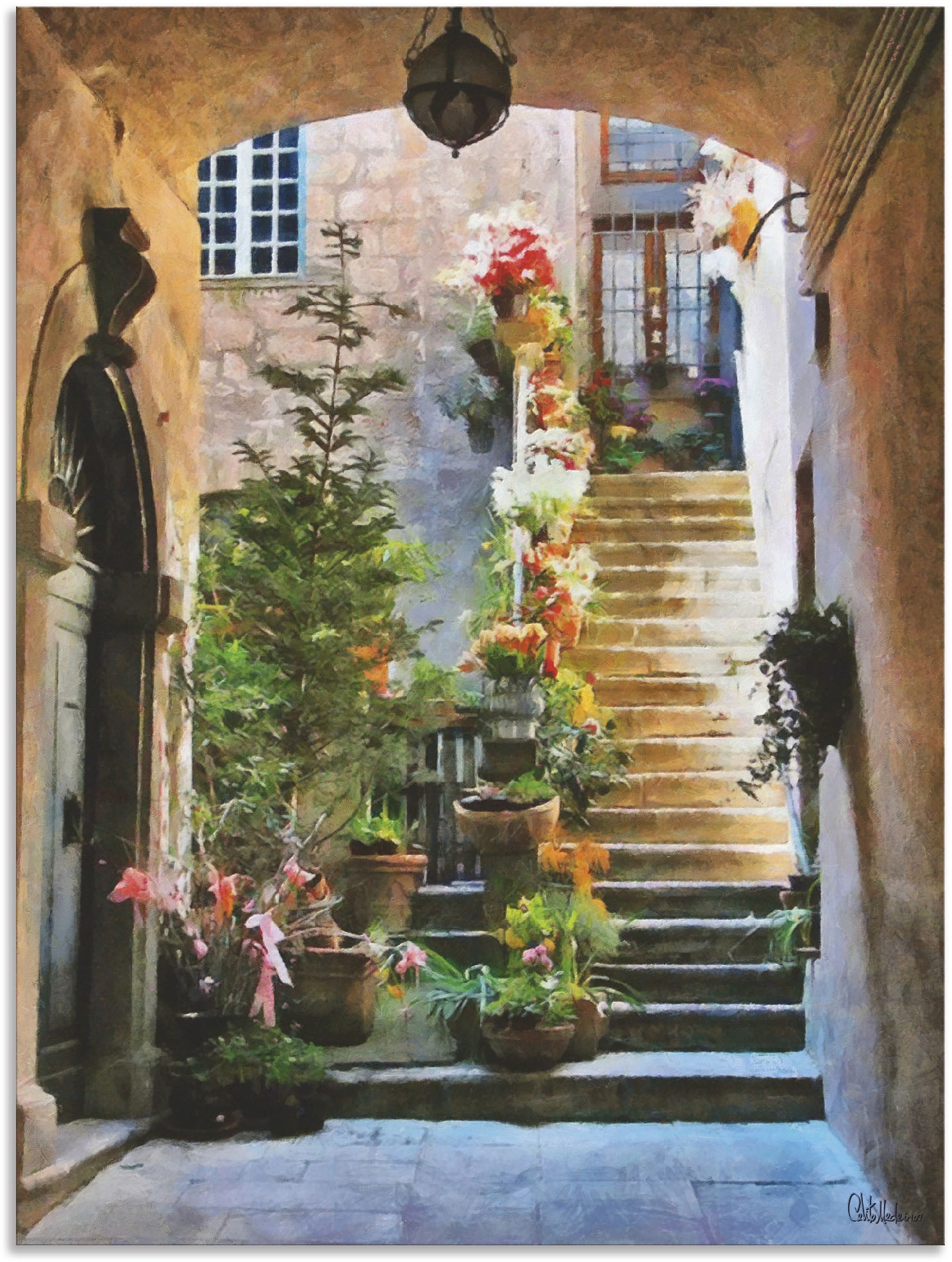 Artland Wandbild Alubild, versch. (1 St.), der Poster Raten oder mit »Treppe Blumen«, Elemente Wandaufkleber auf Größen Leinwandbild, kaufen in Architektur, als