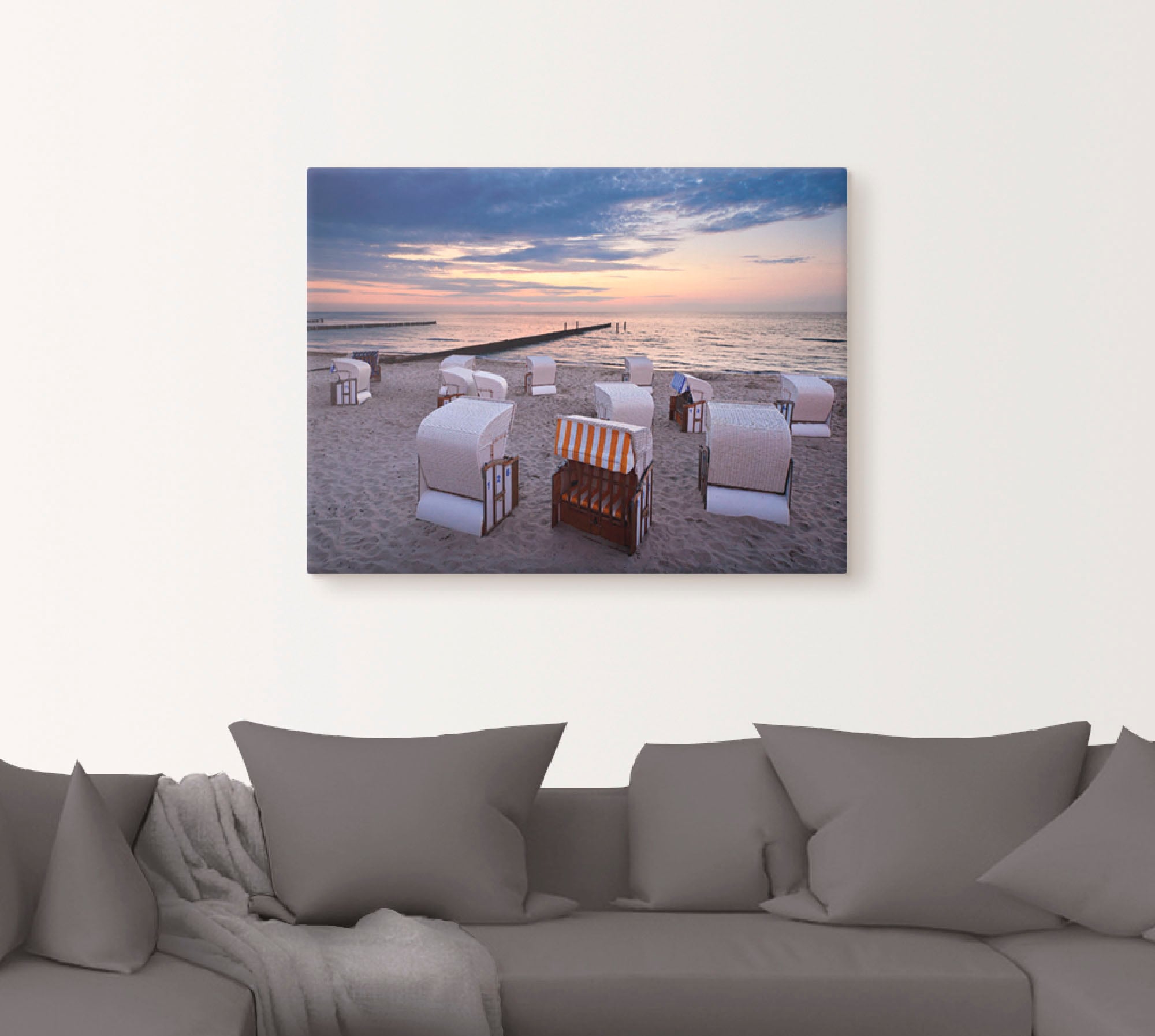 Artland Leinwandbild »Strandkörbe an der Ostsee« Strand 1 Stk. tlg. auf Holzrahmen gespannt