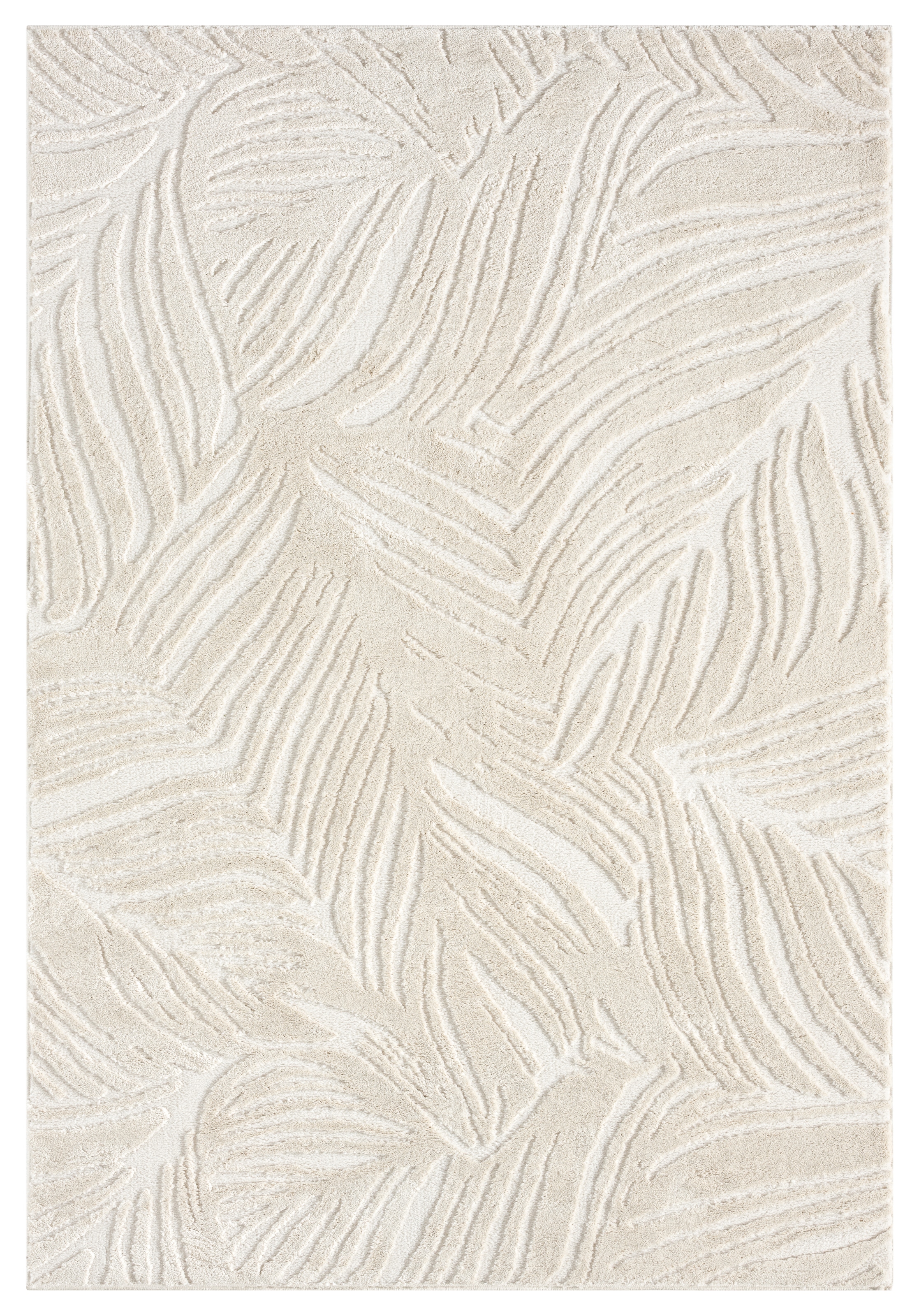 OTTO home Teppich »Samia, Hoch-Tief-Struktur« rechteckig 19 mm Höhe leichter Glanz, Floral, Blätter, Modern, Wohnzimmer, Schlafzimmer