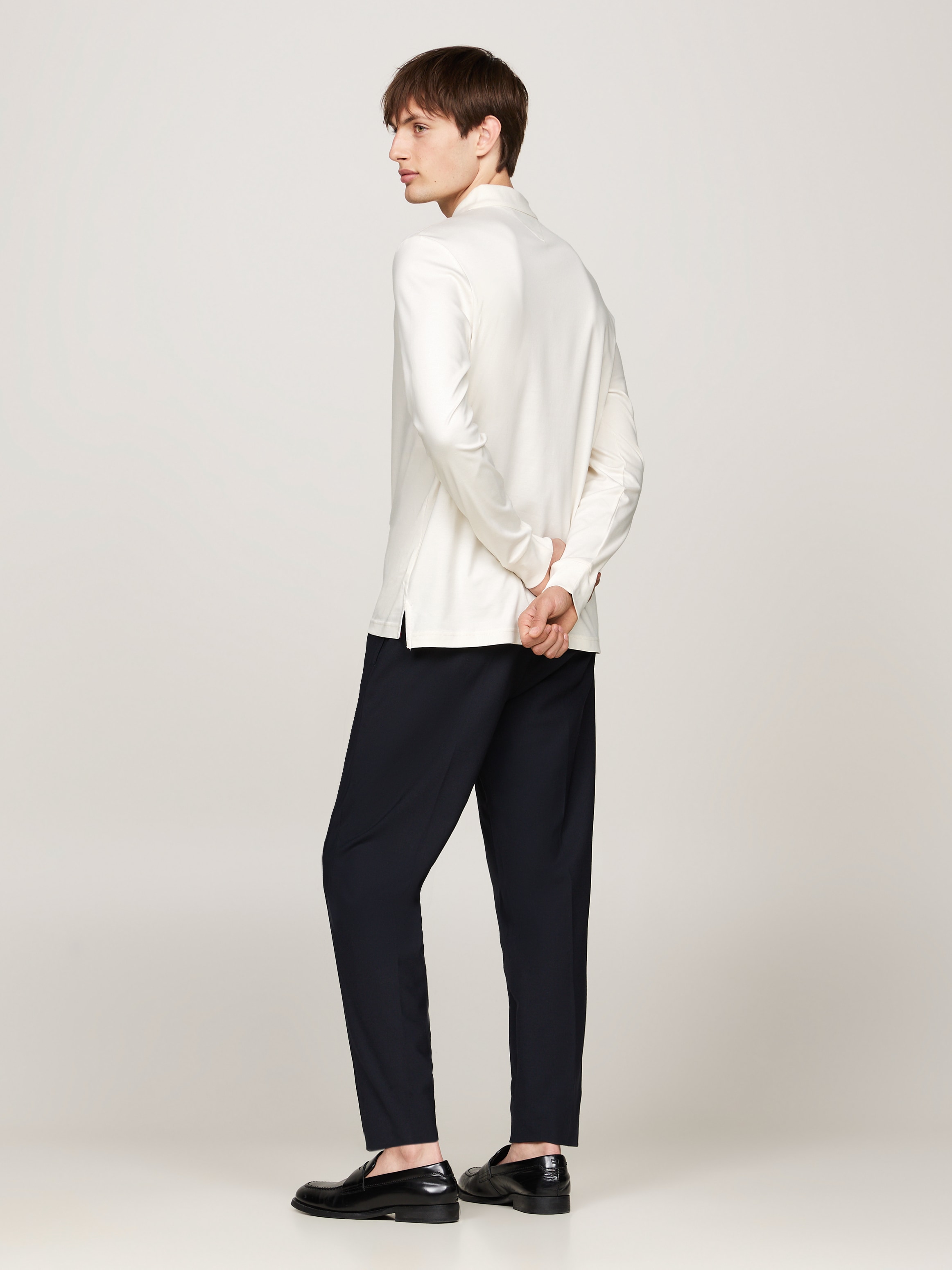 Tommy Hilfiger Langarm-Poloshirt »L/S LIQUID COTTON REG POLO mit Jersey und Markenlabel«, unifarben, casual, regular fit, Baumwolle, Polokragen