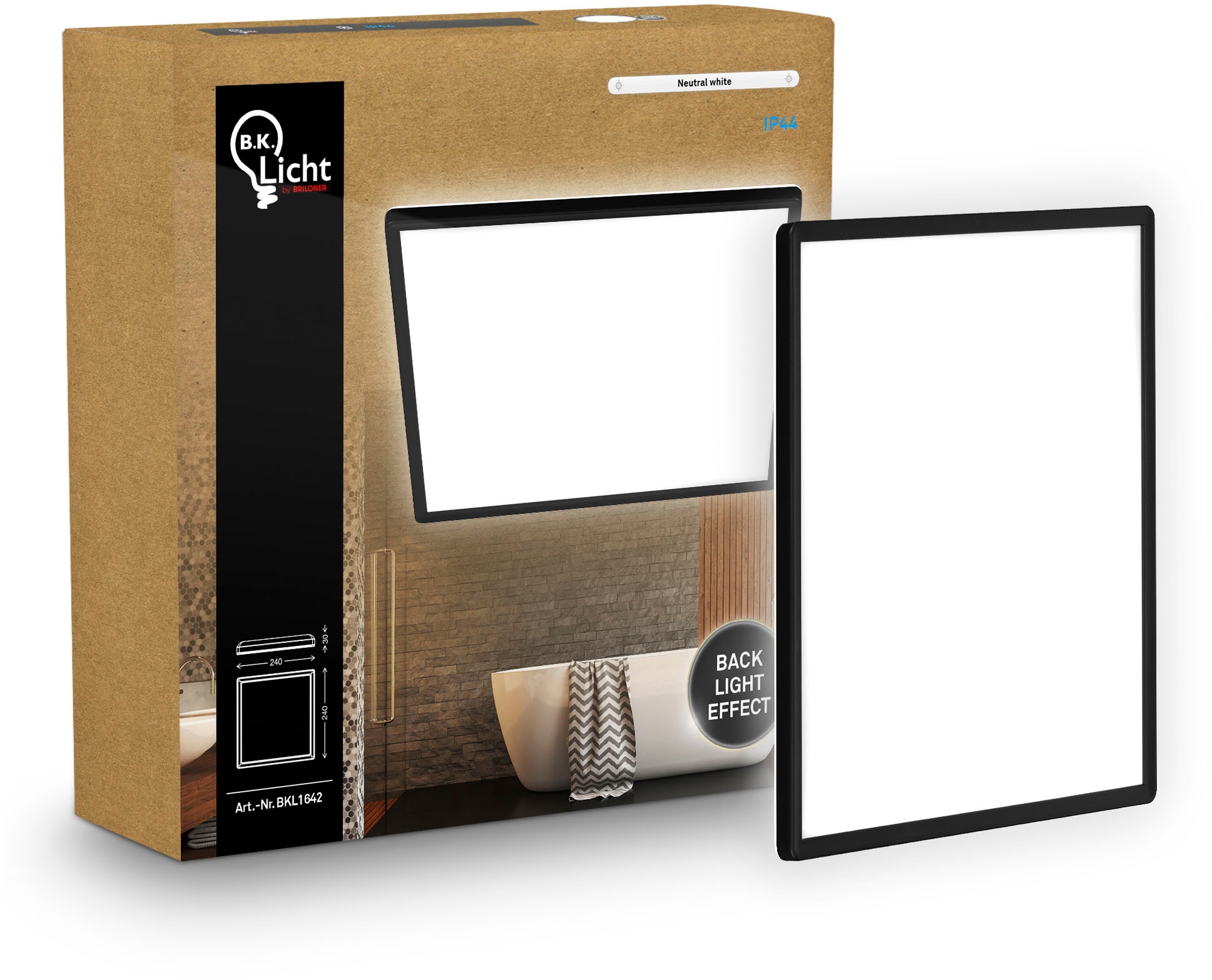 B.K.Licht LED Panel »SHALLOW« LED-Board 1 Stk. Neutralweiß 24x24x3 cm, Badlampe, Badezimmer, Küche, Wohnzimmer
