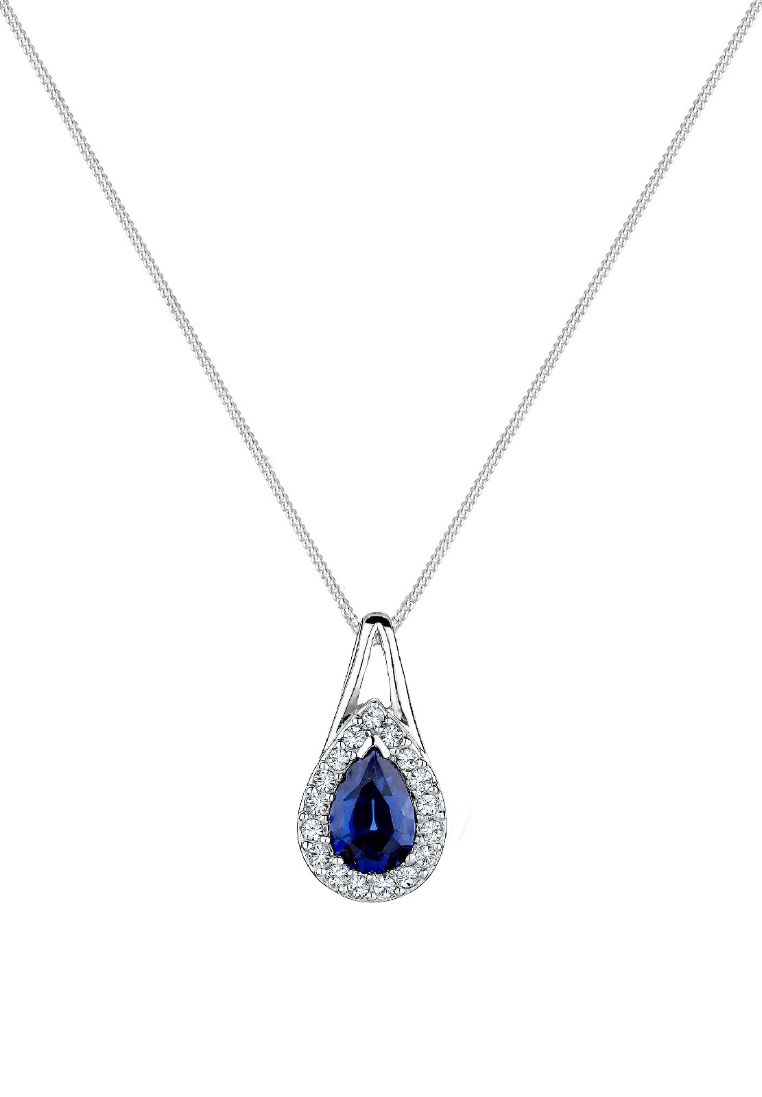 Elli Silberkette »Halskette Tropfen Synthetischer Saphir Blau 925 Sterling Silber«