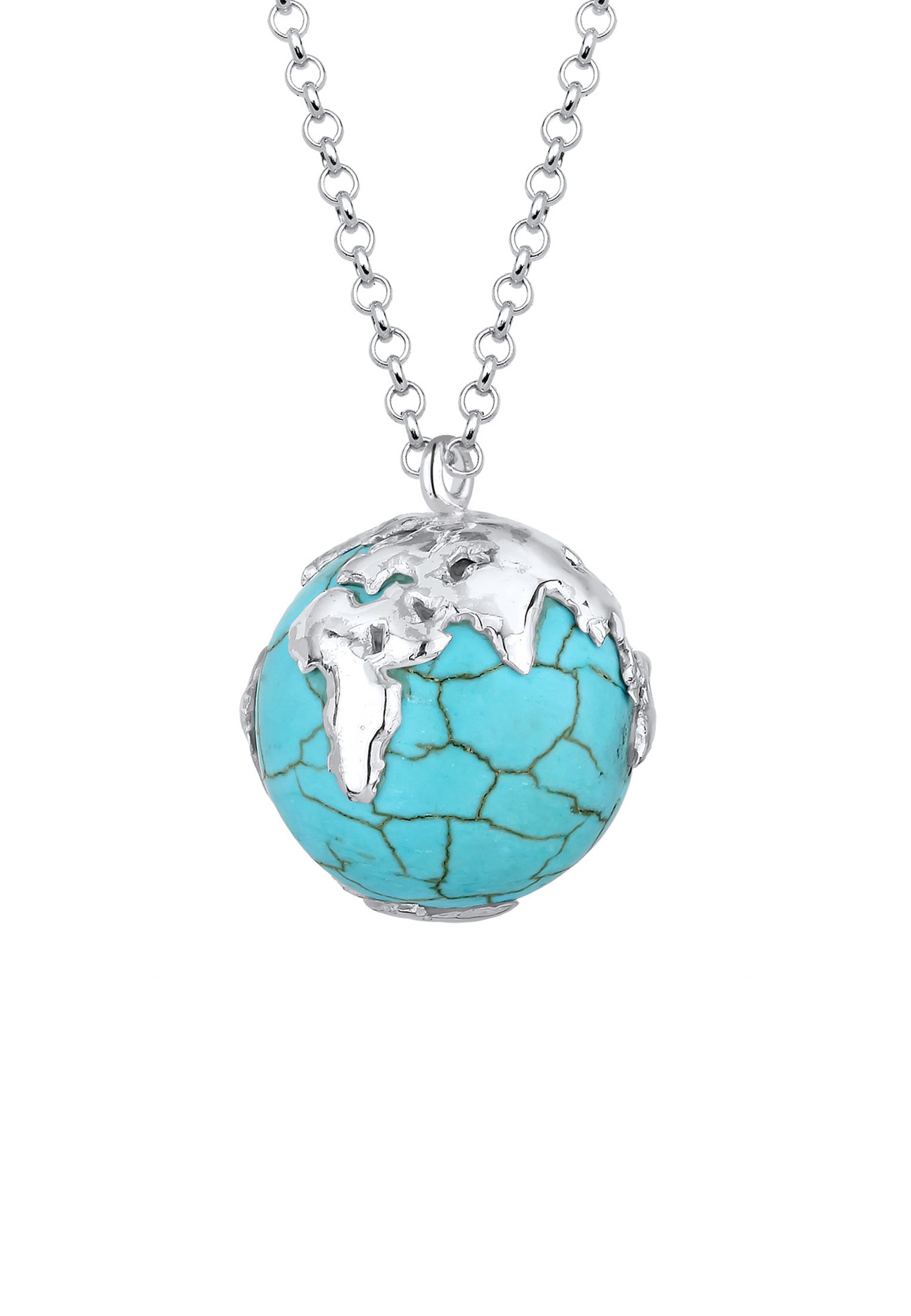 Elli Lange Kette »Halskette Globus Synthetischer Türkis  925 Sterling Silber«