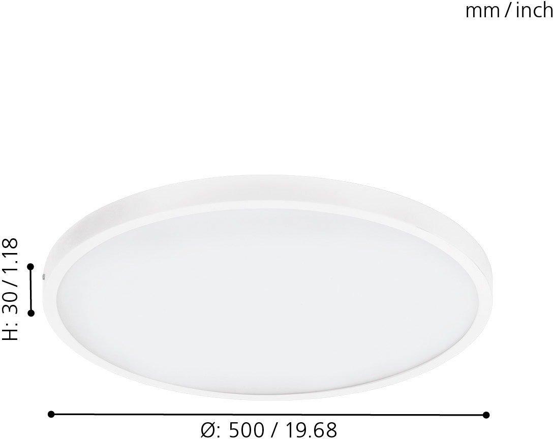 EGLO Aufbauleuchte »FUEVA 1«, 1 flammig, Leuchtmittel LED-Board | LED fest integriert, schlankes Design, nur 3 cm hoch, Durchm. 50 cm