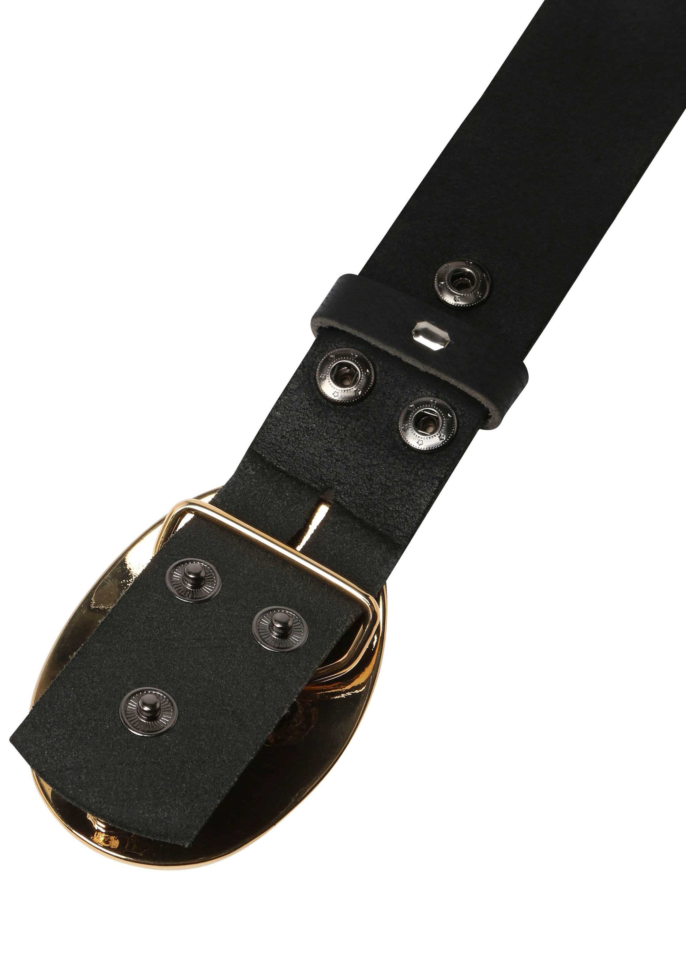 Rettungsring Gürtel Ledergürtel mit austauschbarer Schließe »Welt Schwarz Gold«